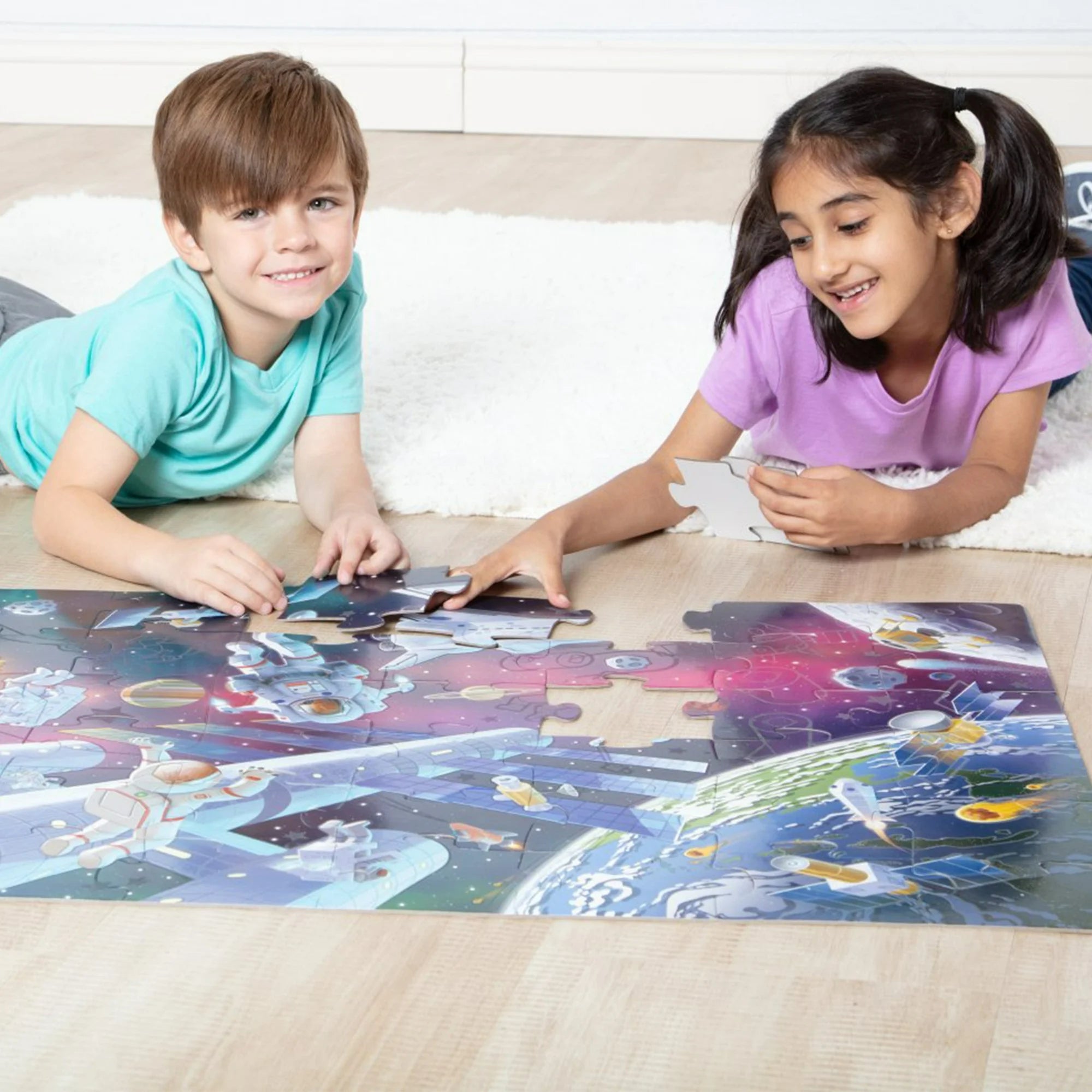 Melissa & Doug Outer Space Glow-in-the-Dark Cardboard Jigsaw Floor Puzzle – 48 Pieces, for Boys and Girls 3+ - FSC Certified | WTWL739XA