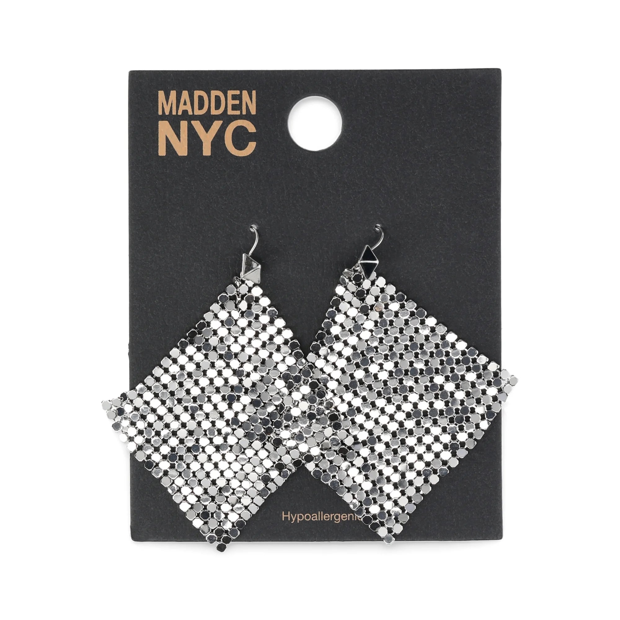Madden NYC Women's Fashion Rhodium Chainmail Chandelier Earrings | WTWL688XA