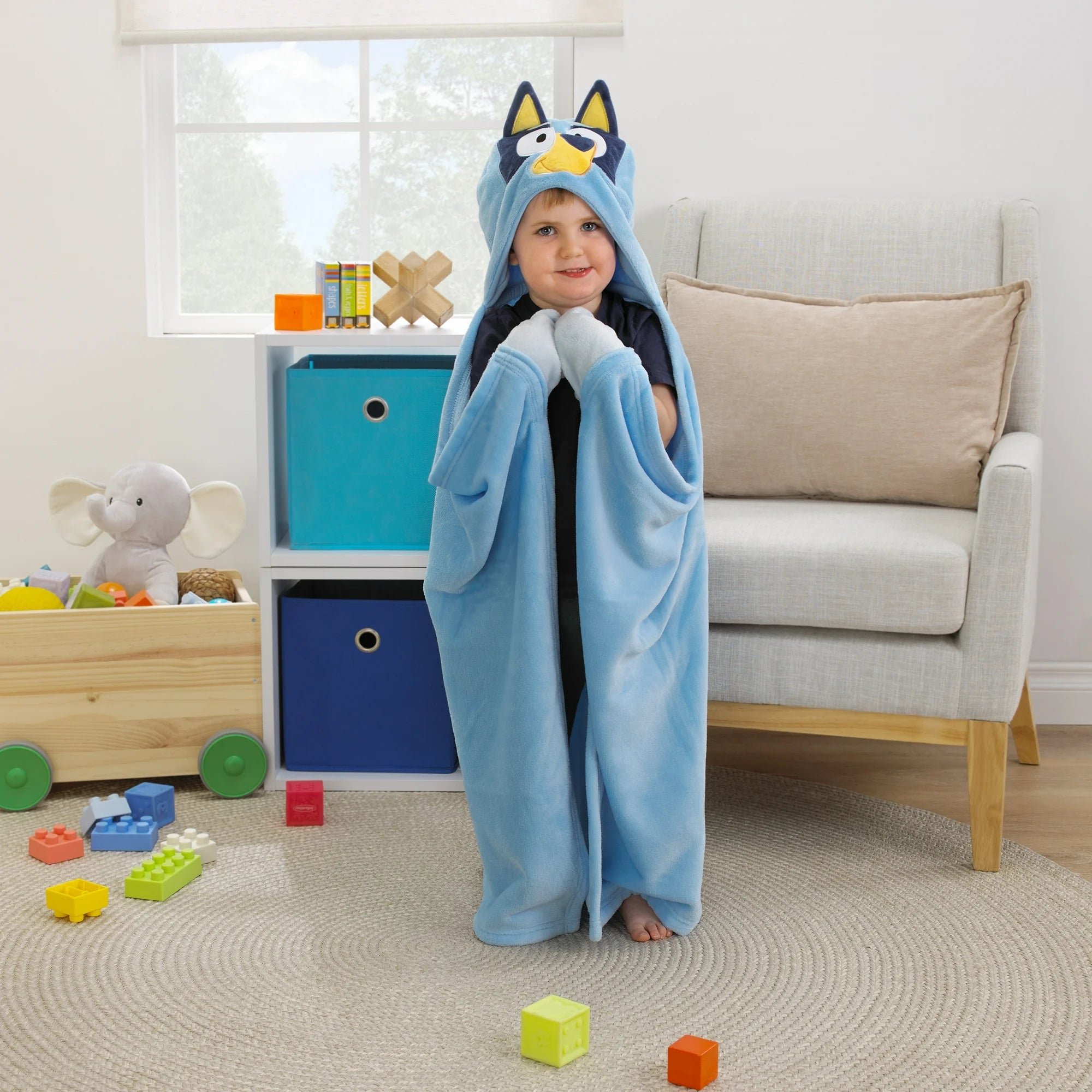 NoJo Bluey Hooded Toddler Blanket, Blue, Toddler Boy or Girl | WTWL913XA