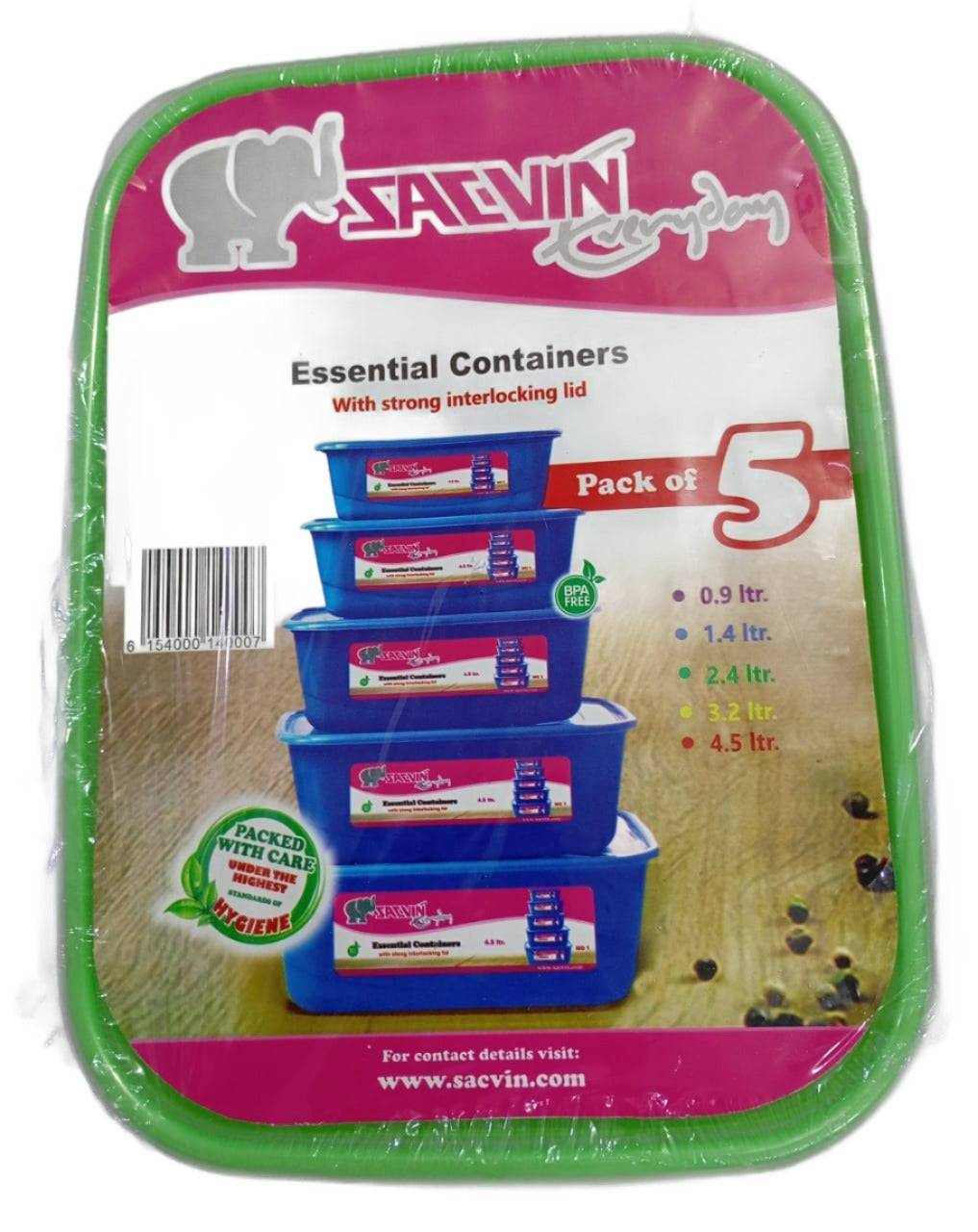 Top Quality 5in1 Essential container set Plain, Green l SVN17a