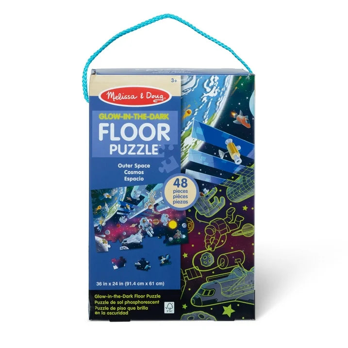 Melissa & Doug Outer Space Glow-in-the-Dark Cardboard Jigsaw Floor Puzzle – 48 Pieces, for Boys and Girls 3+ - FSC Certified | WTWL739XA