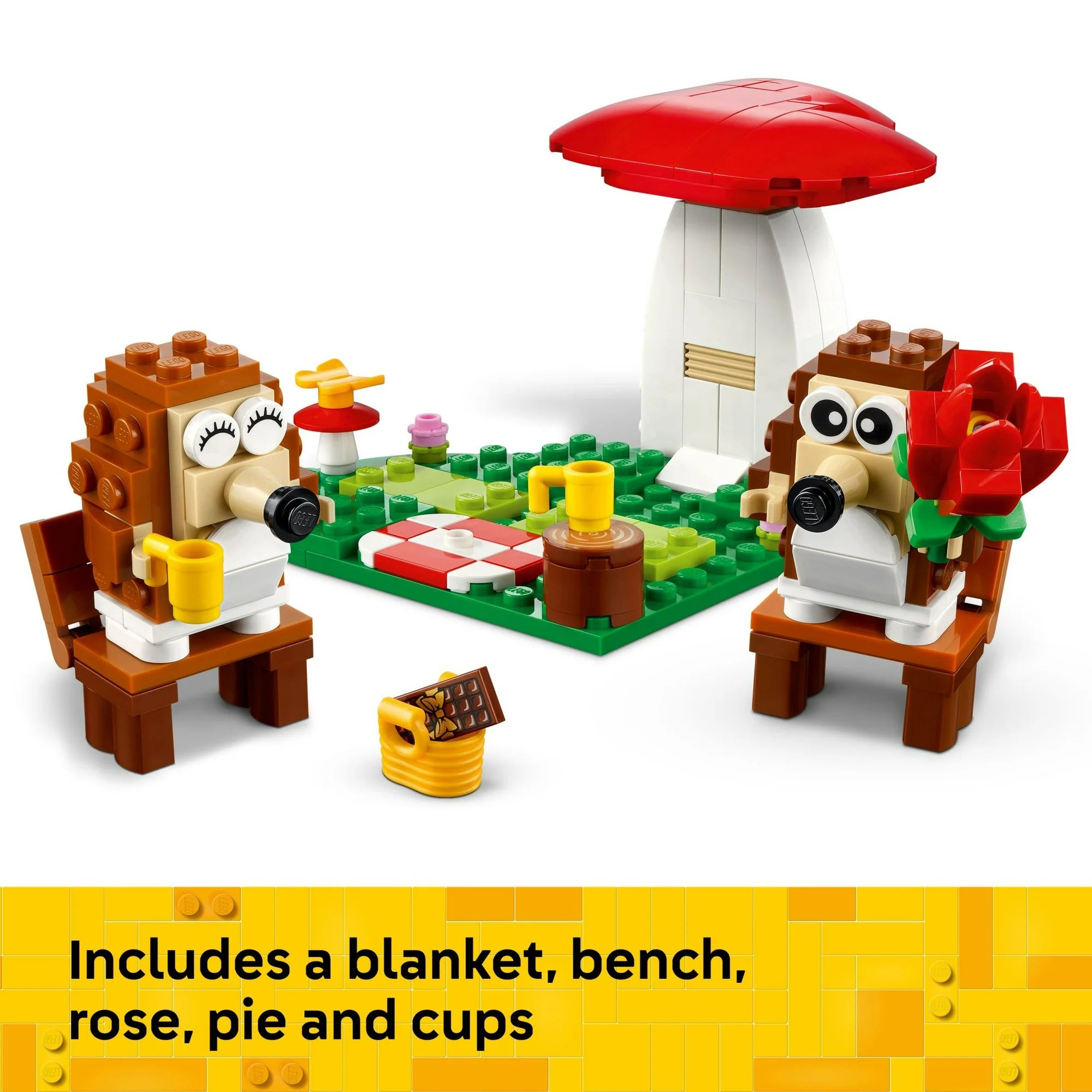 LEGO Hedgehog Picnic Date Building Toy - Animal Figures and Playset for Kids, Boys and Girls, Ages 8+ - Cute Gift with 2 Hedgehog Toys and Accessories | WTWL955XA