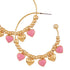 Time and Tru Women's Goldtone Hoops with Polished and Pink Heart Charm Drops  |   WTWL1096XA