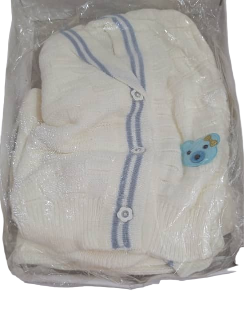 Baby Love Soft Sweater, White and Blue | GOM3b