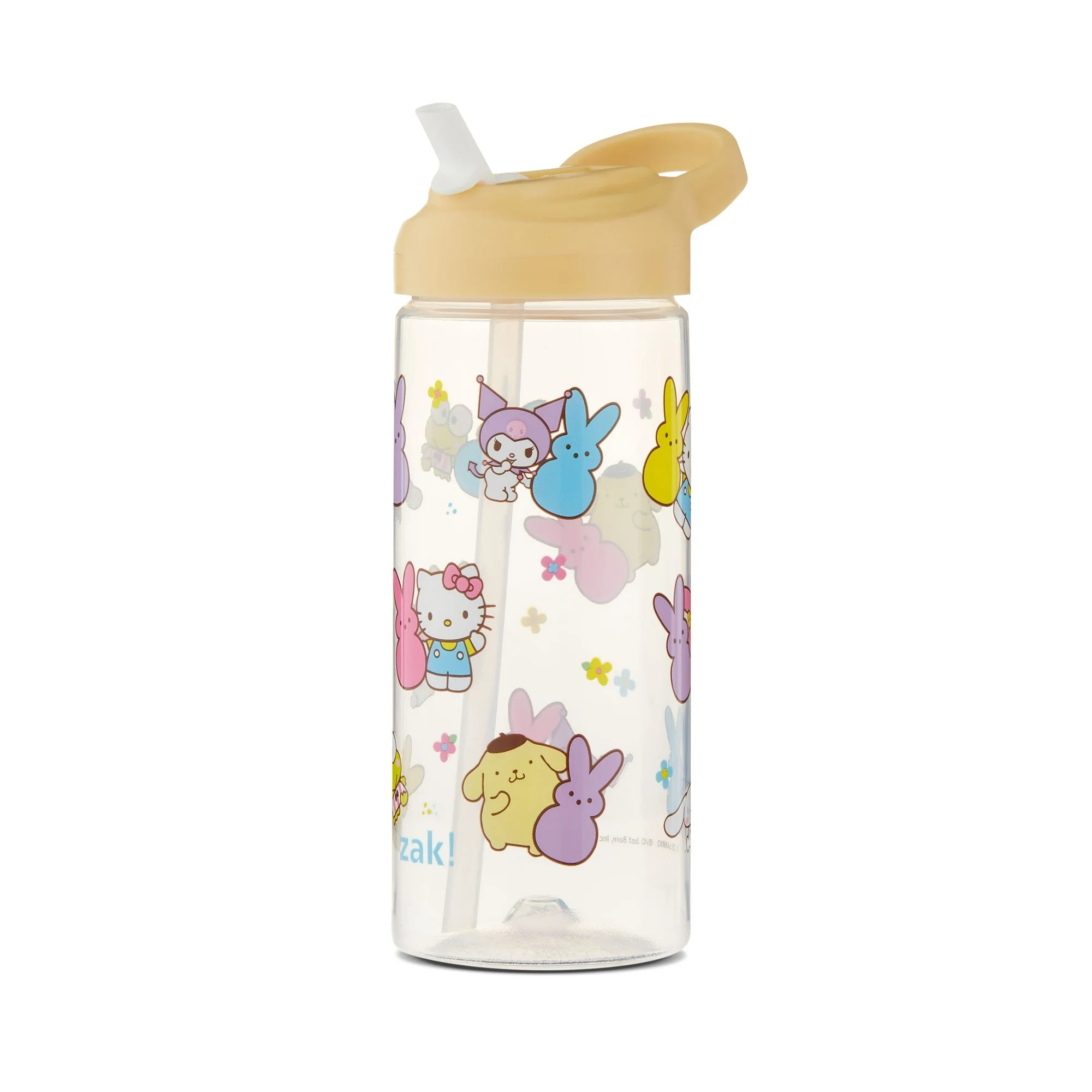 Zak Designs Hello Kitty Peeps Clear 16oz PP Kids Murphy Bottle with Built In Carry Handle and Flip Up Straw  | WTWL902XA