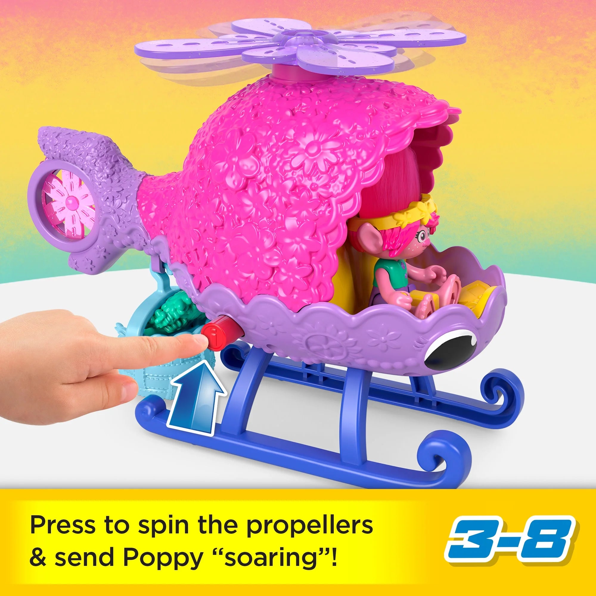 Imaginext Dreamworks Trolls Poppy Figure And Toy Helicopter For Preschool Pretend Play, 4 Pieces  |   WTWL760XA