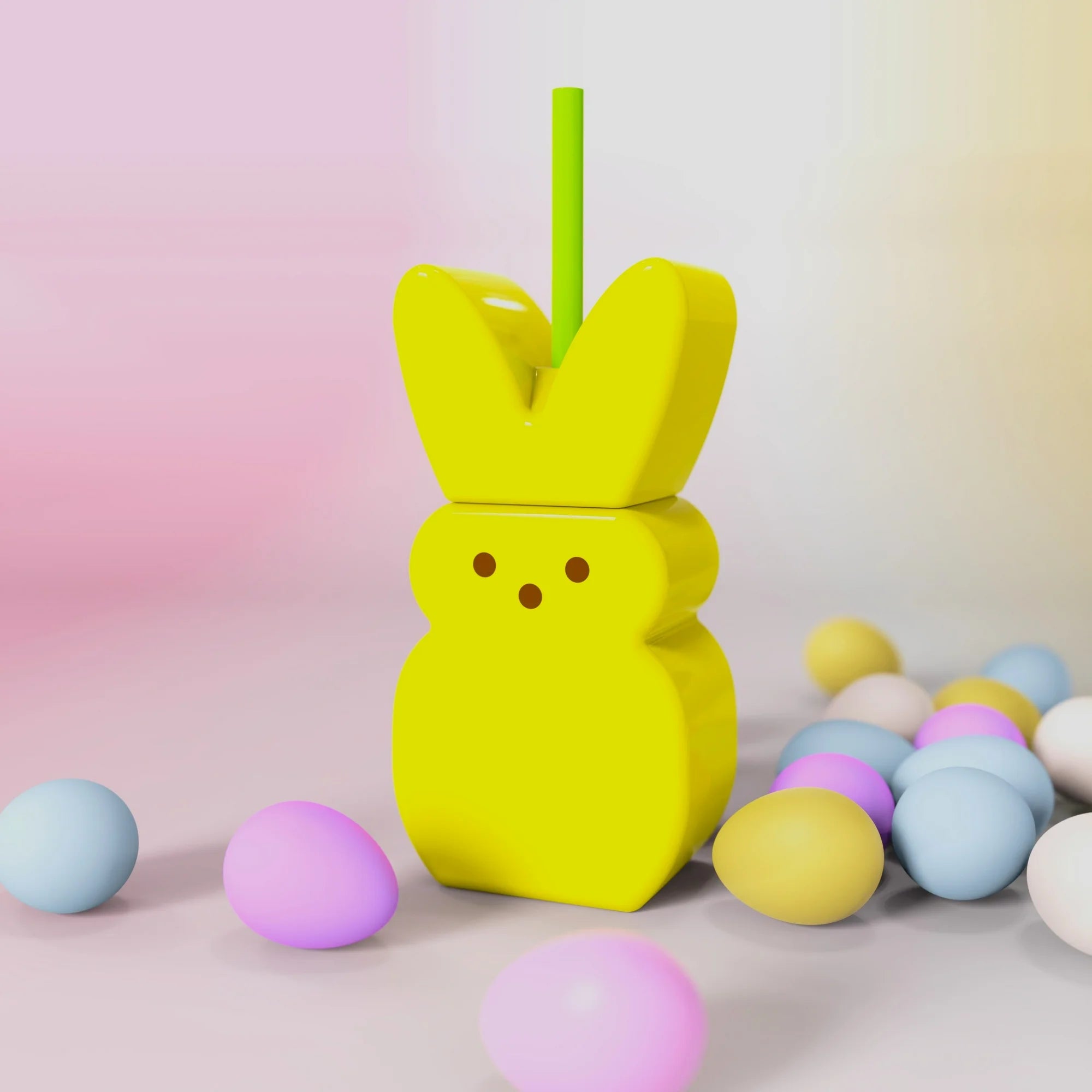 Peeps Sculpted Tumbler with Straw, Yellow, 14oz |  WTWL888XA
