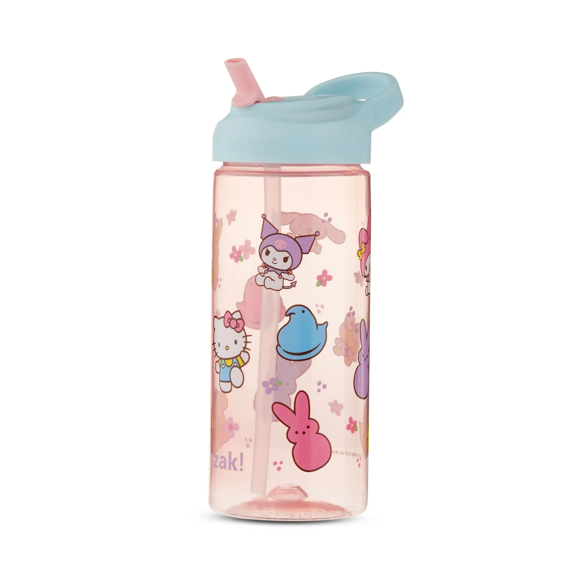 Zak Designs Hello Kitty Peeps Pink 16oz PP Kids Murphy Bottle with Built In Carry Handle and Flip Up Straw  | WTWL901XA