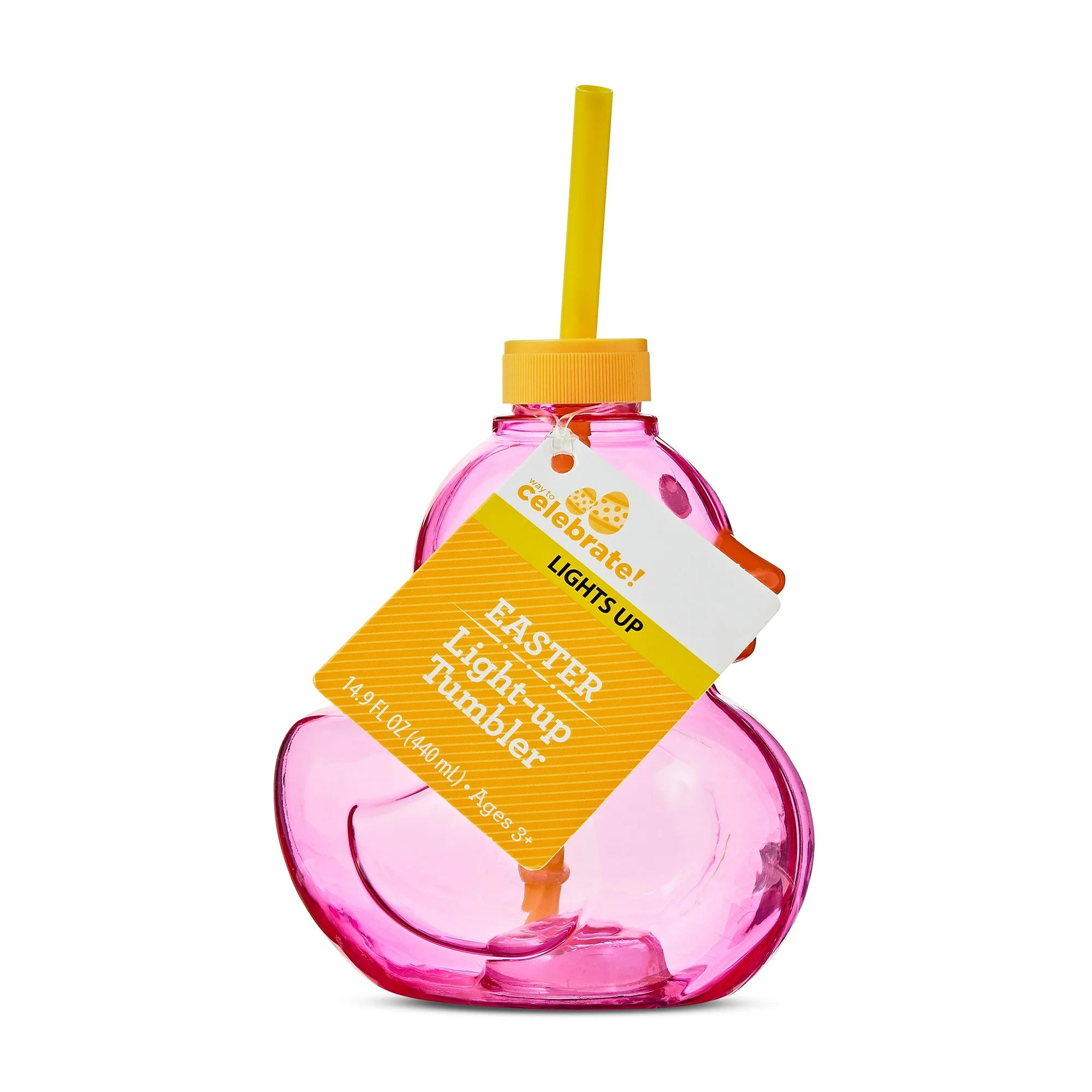 Easter Pink Duck Light-Up Tumbler with Straw, 14.9 fl oz, by Way To Celebrate | WTWL895XC