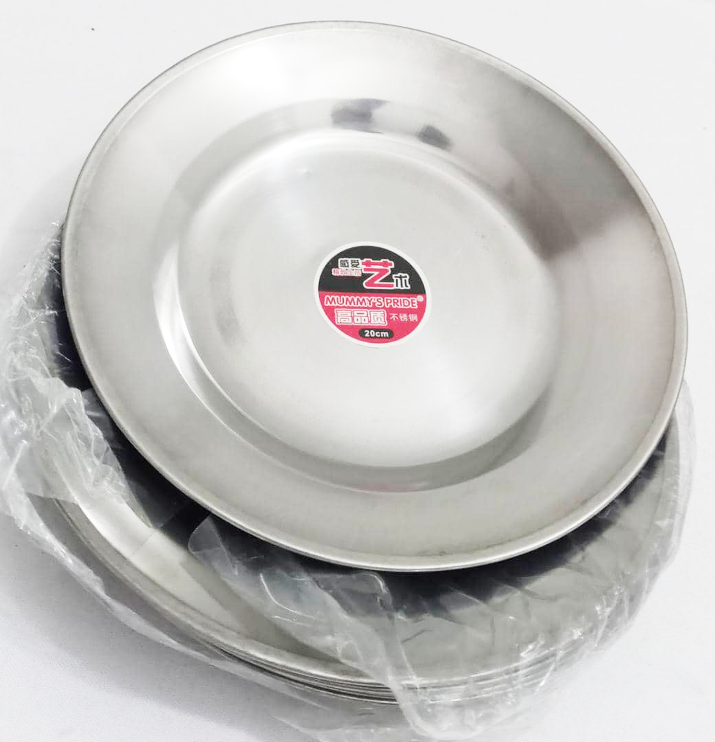 One Dozen (12in1) Top Quality Flat Stainless Plate (20CM) | AHB13a