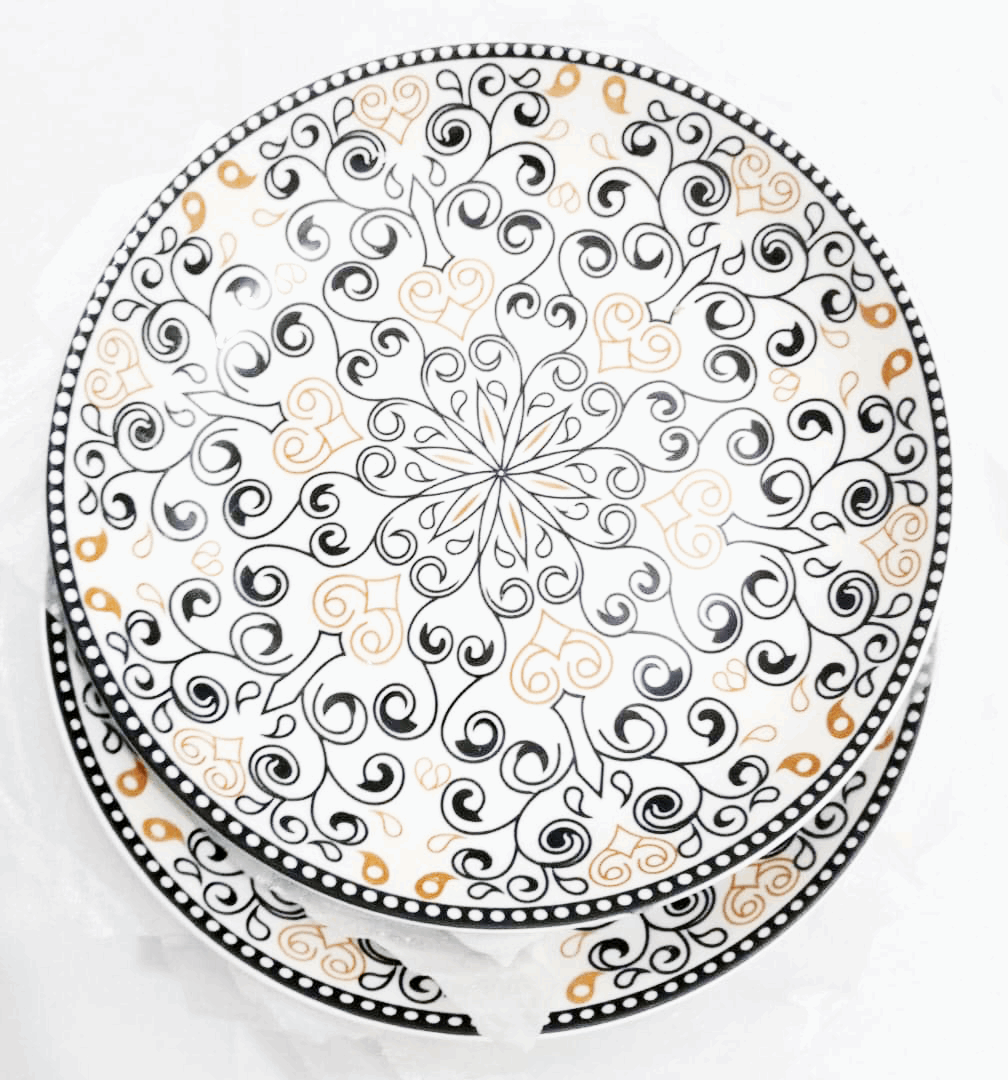 Affordable Fancy Ceramic Breakable Flat Plate Set (10 Inches) | AHB50a