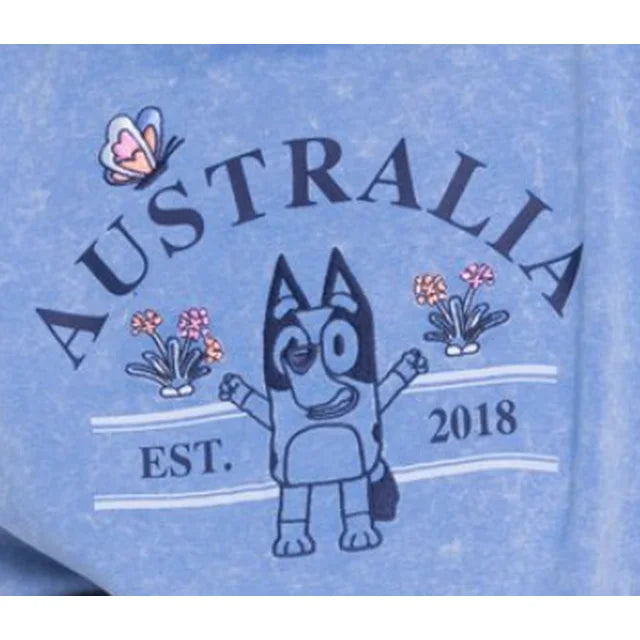 Bluey Australia Girls Embroidered Short Sleeve Graphic Top, Sizes 4-16 |  WTWL781XA