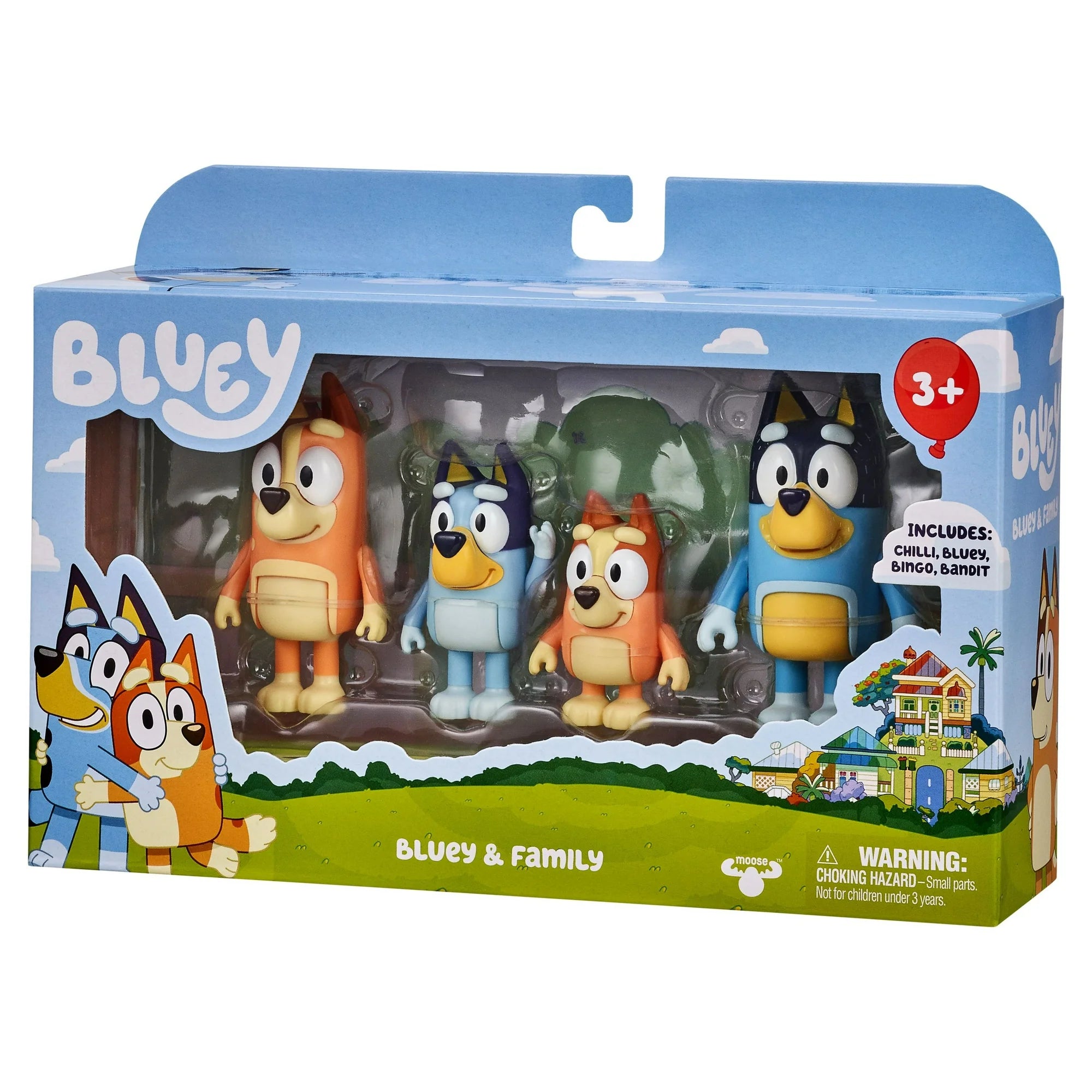 Bluey Family Figure 4-Pack, with Mum Dad Bingo Bluey, Ages 3+, Toddler Toys | WTWL712XA