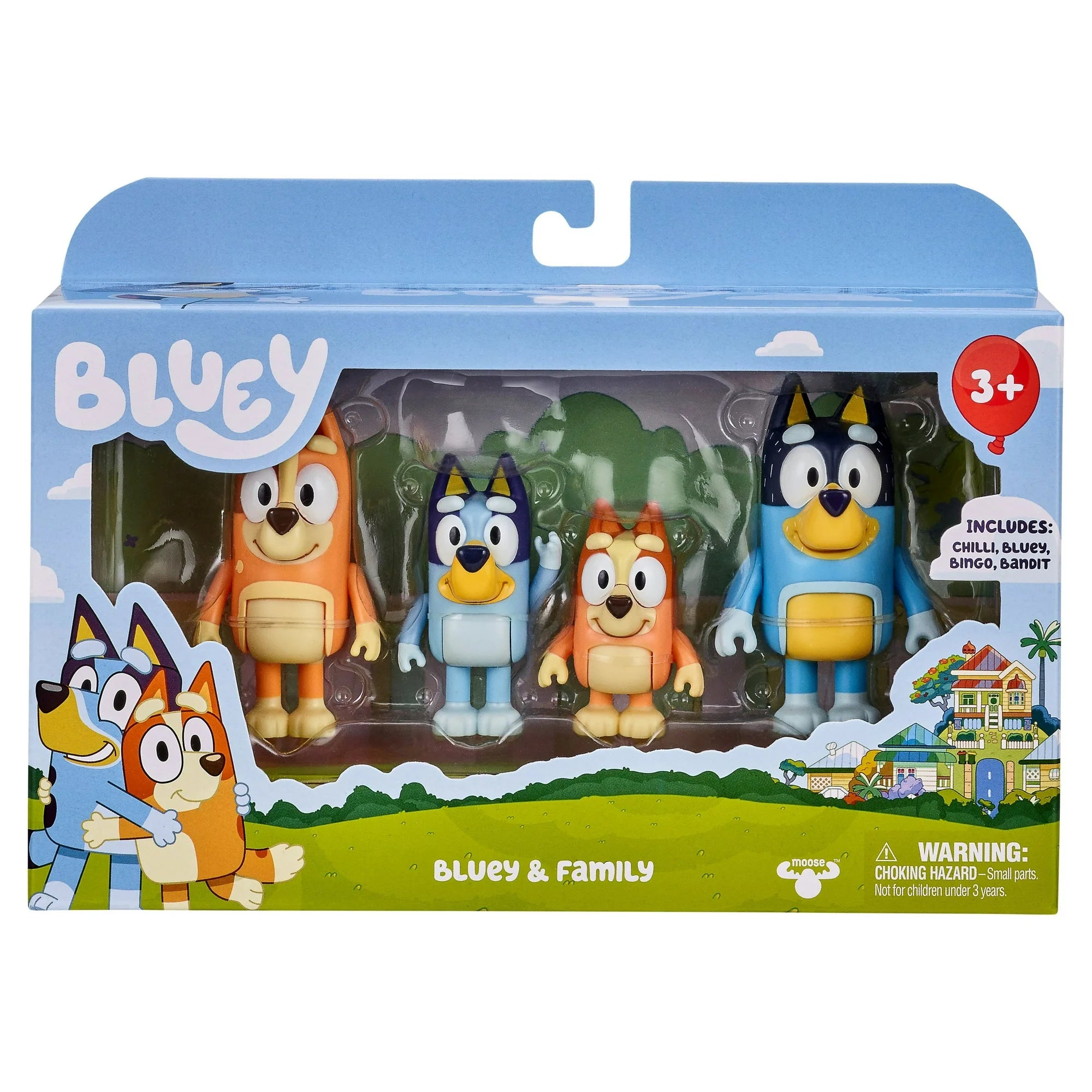 Bluey Family Figure 4-Pack, with Mum Dad Bingo Bluey, Ages 3+, Toddler Toys | WTWL712XA