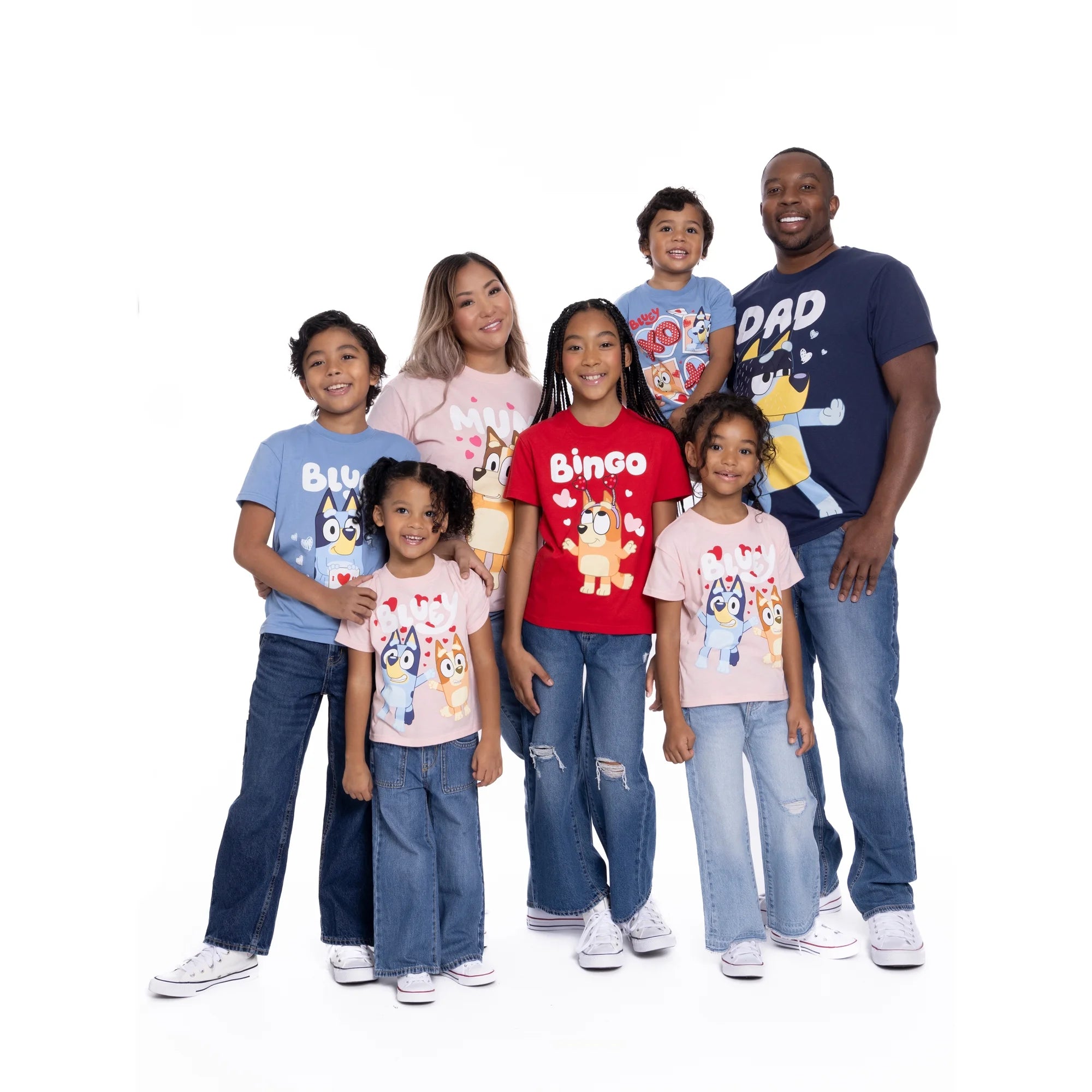 Bluey Kids Family Valentine's Day Short Sleeve T-Shirt | WTWL109XA