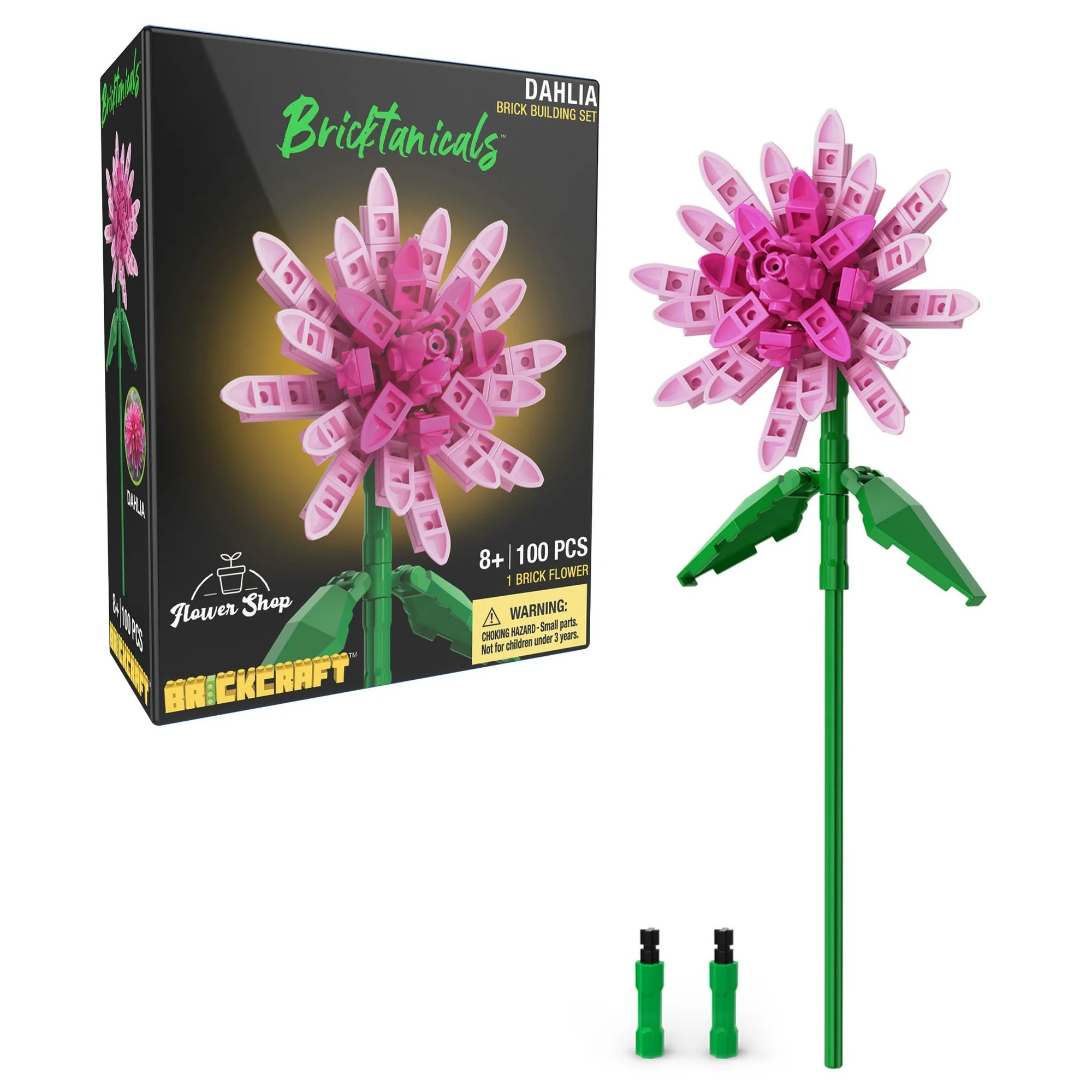 Brickcraft Bricktanicals Dahlia Building Kit (100-Piece Set), Artficial Flower Craft, Gift For Him and Her |  WTWL941XA