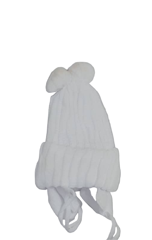 Teddy Bear Baby Cap, White | GOM28b