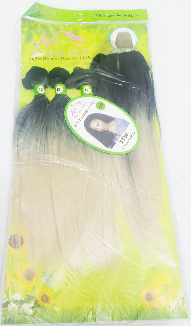 Meisha Hair STW Mix Color Straight Hair Weave on Extension | CBG23d