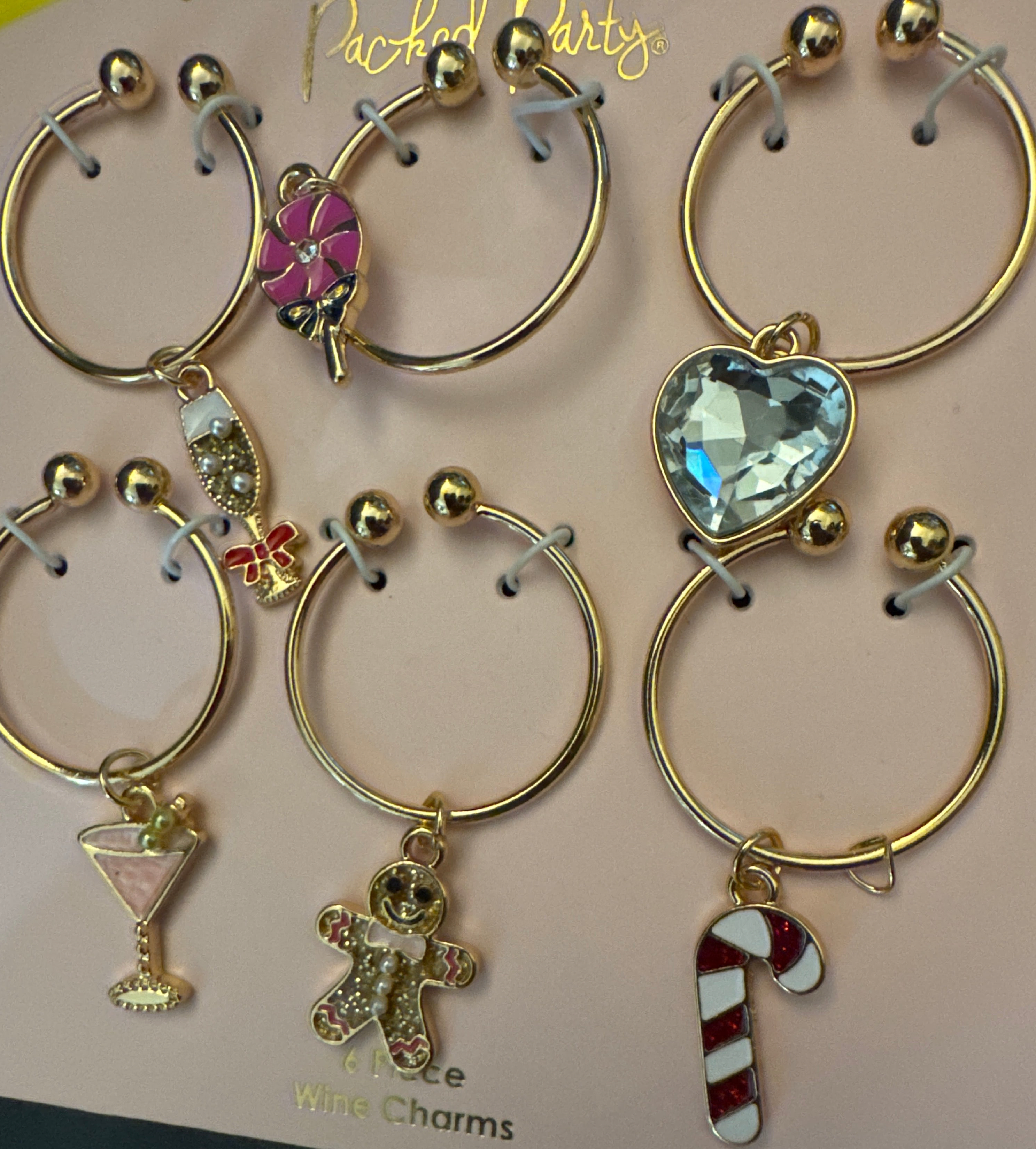 Packed Party Christmas Dreams Wine Charms, 6 Pieces | WTWL400XA