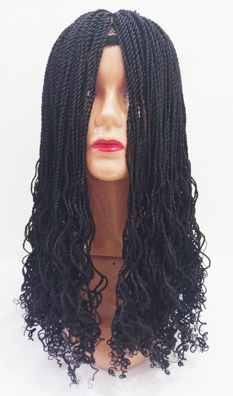 Long Curly Wavy Ends Hand Braided Wig | EGN4b