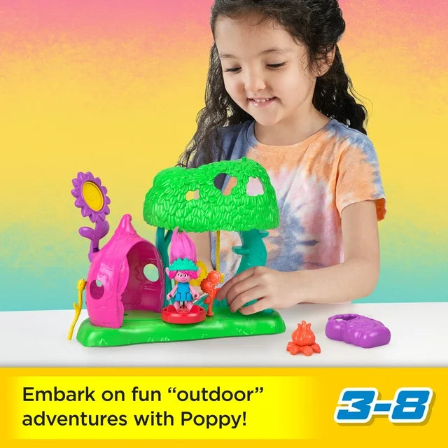 Imaginext DreamWorks Trolls Flower Fun Campsite Playset with Poppy Figure & 4 Play Pieces |  WTWL720XA
