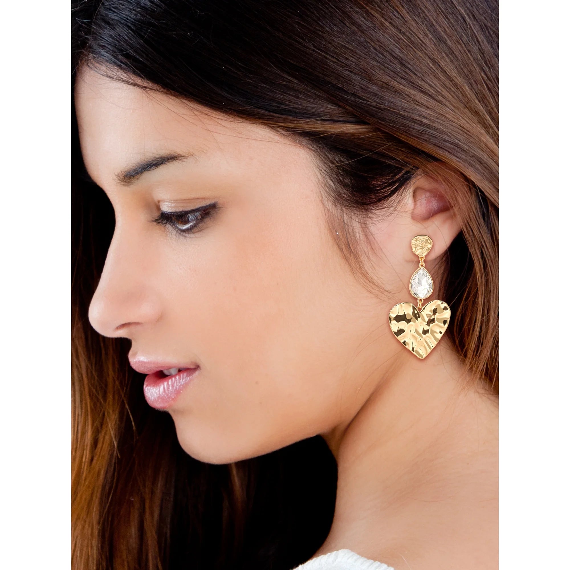 Jessica Simpson Gold Tone Heart Drop Earrings  |  WTWL245XA