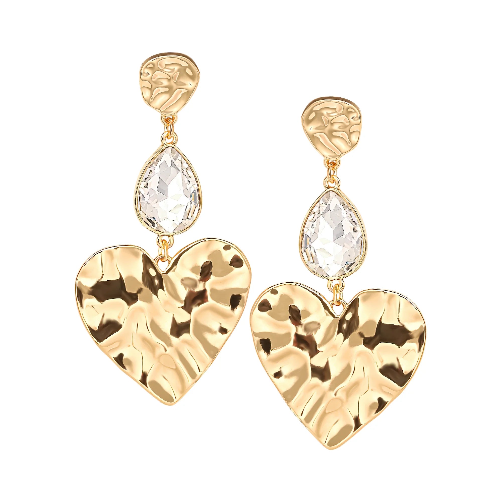 Jessica Simpson Gold Tone Heart Drop Earrings  |  WTWL245XA