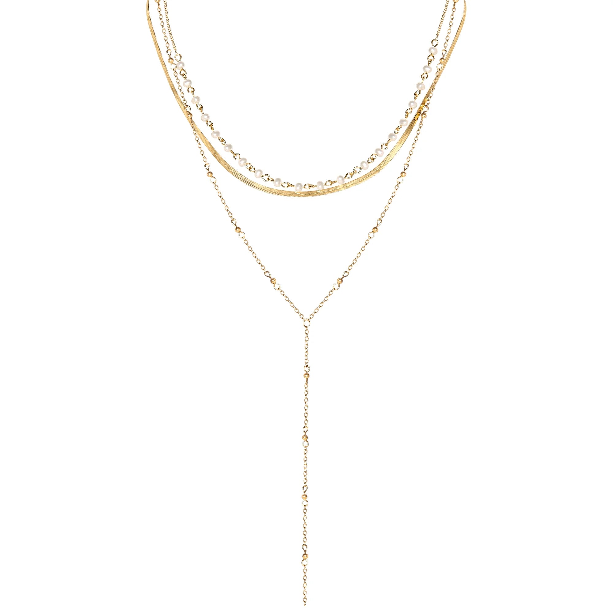 Jessica Simpson Layered Necklace, Gold Tone Metal | WTWL232XA