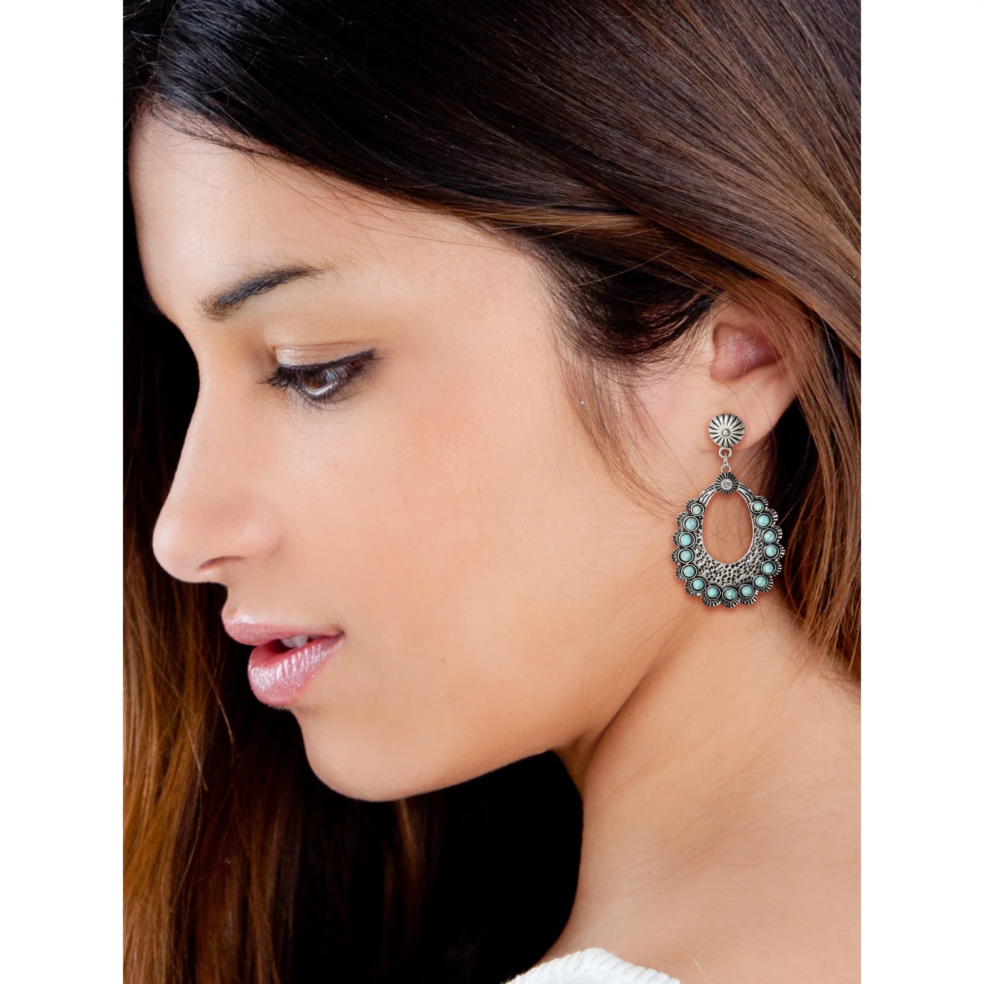 Jessica Simpson Turquoise Stone Drop Earring  | WTWL250XA