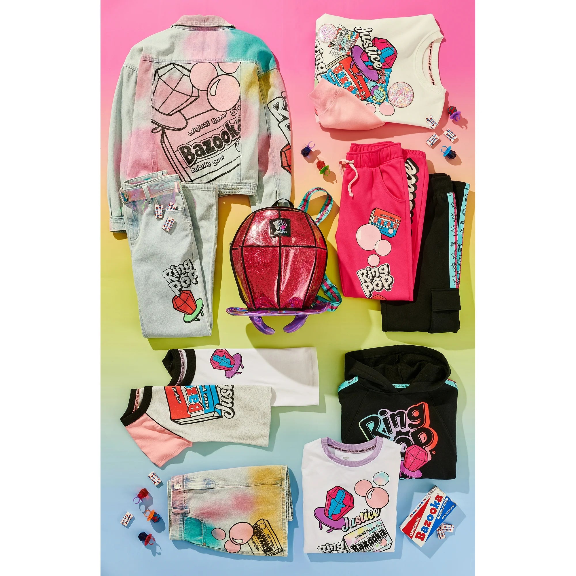 Justice Girls Ring Pop Collab Raglan Baby Tee, Sizes XS-XLP  |  WTWL780XA