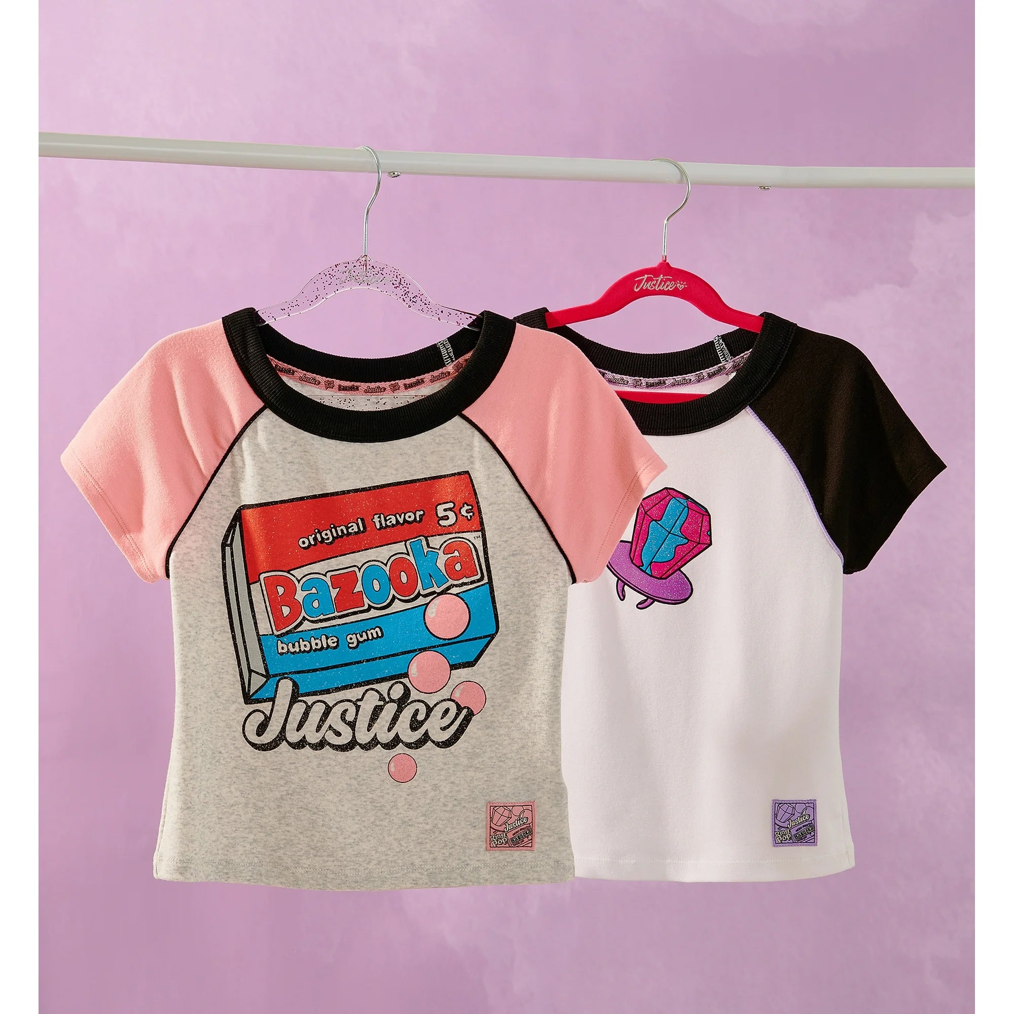 Justice Girls Ring Pop Collab Raglan Baby Tee, Sizes XS-XLP  |  WTWL780XA