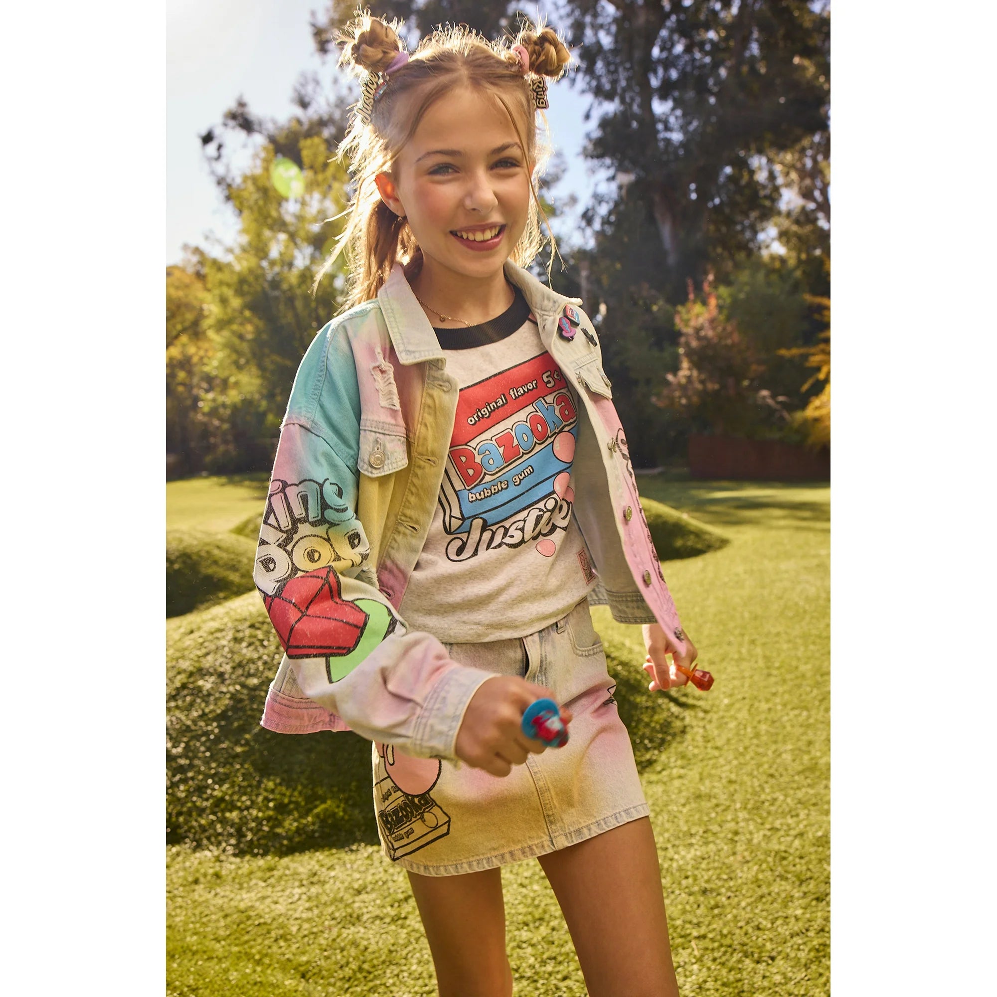 Justice Girls Ring Pop Collab Raglan Baby Tee, Sizes XS-XLP  |  WTWL780XA