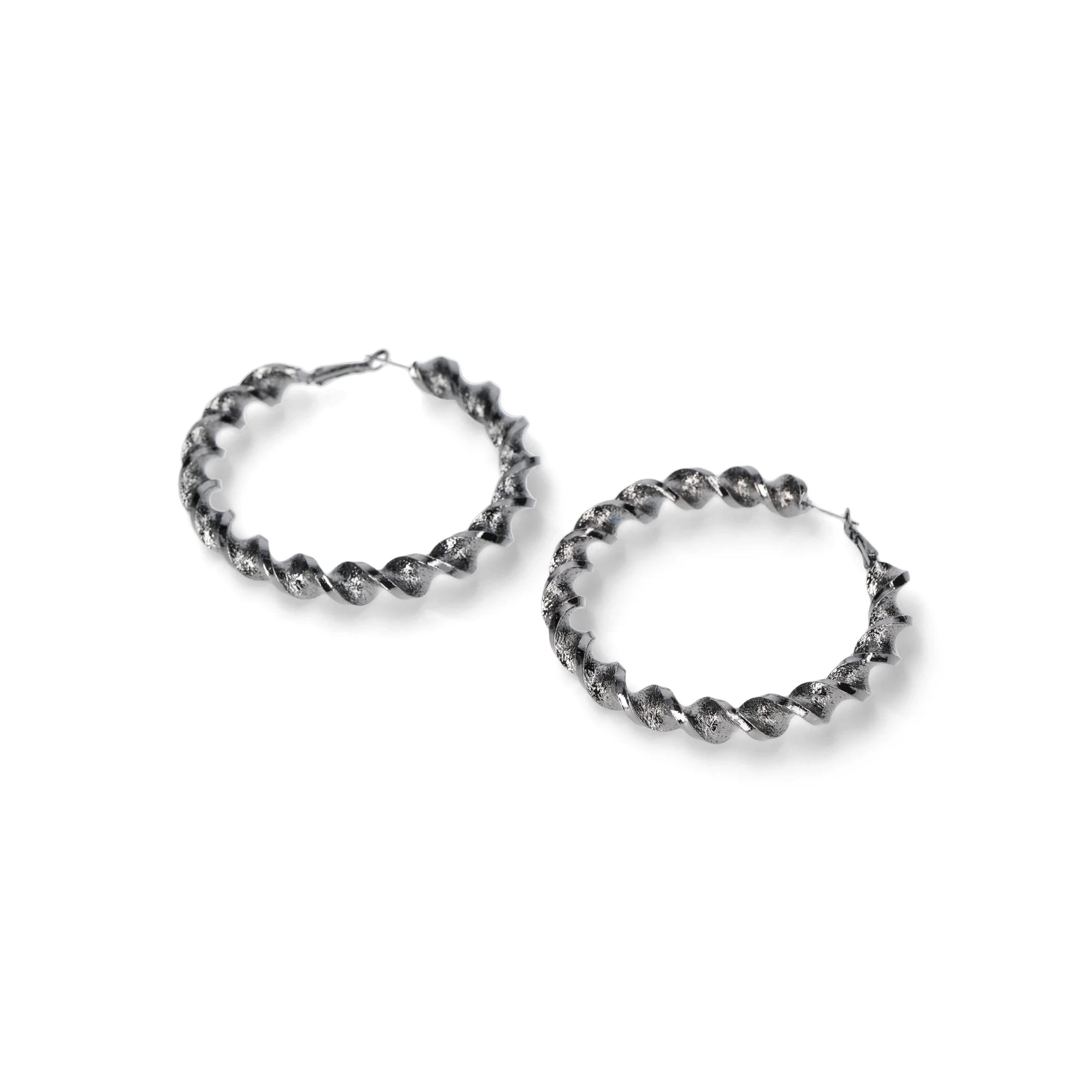 Madden NYC Women's Fashion Black Twist Large Hoop Earrings |  WTWL619XA