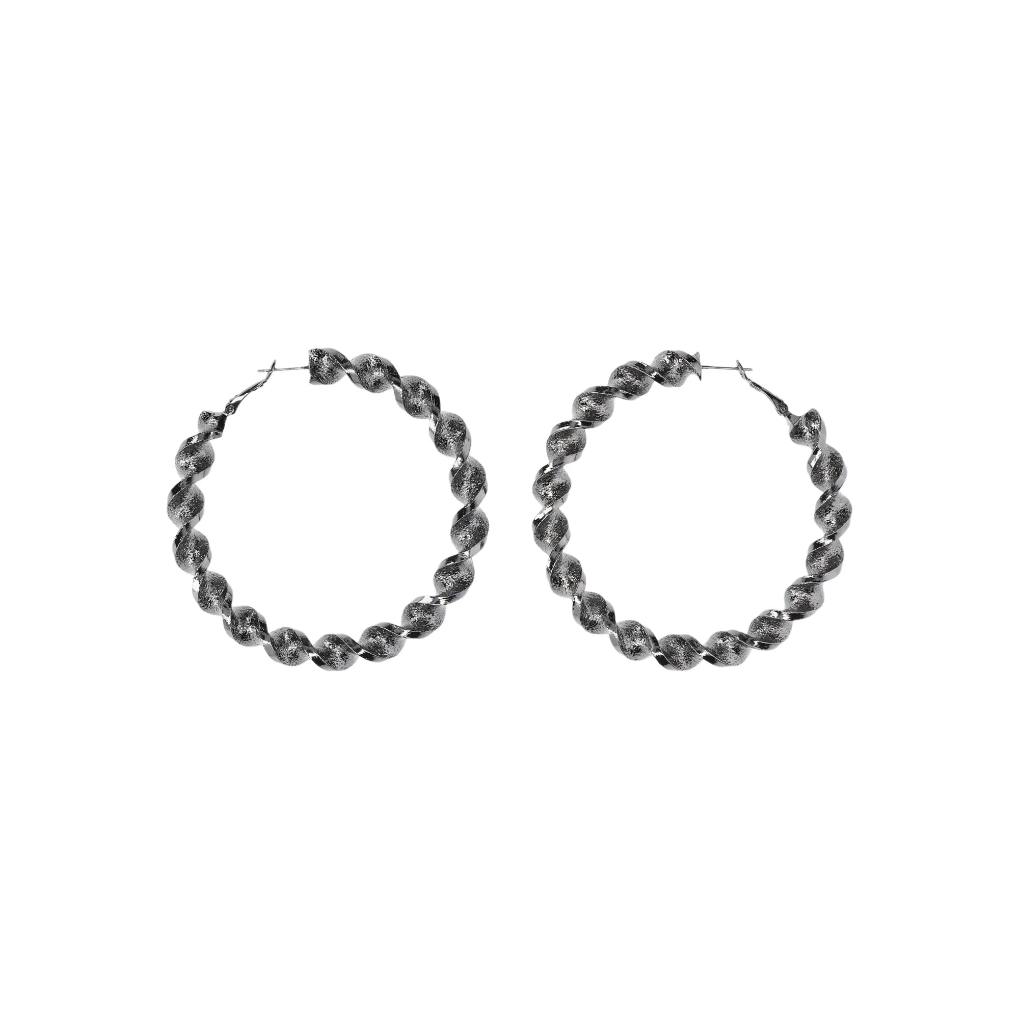 Madden NYC Women's Fashion Black Twist Large Hoop Earrings |  WTWL619XA