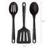 Durable 3-Piece Kitchen Utensil Set, Slotted Spatula, Slotted Spoon and Solid Spoon, Black, Nylon |  WTWL431XA