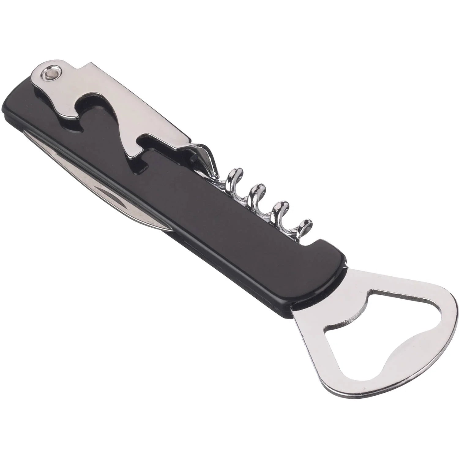 Stainless Steel and Plastic Waiter's Corkscrew Bottle Opener, Black | WTWL88XA