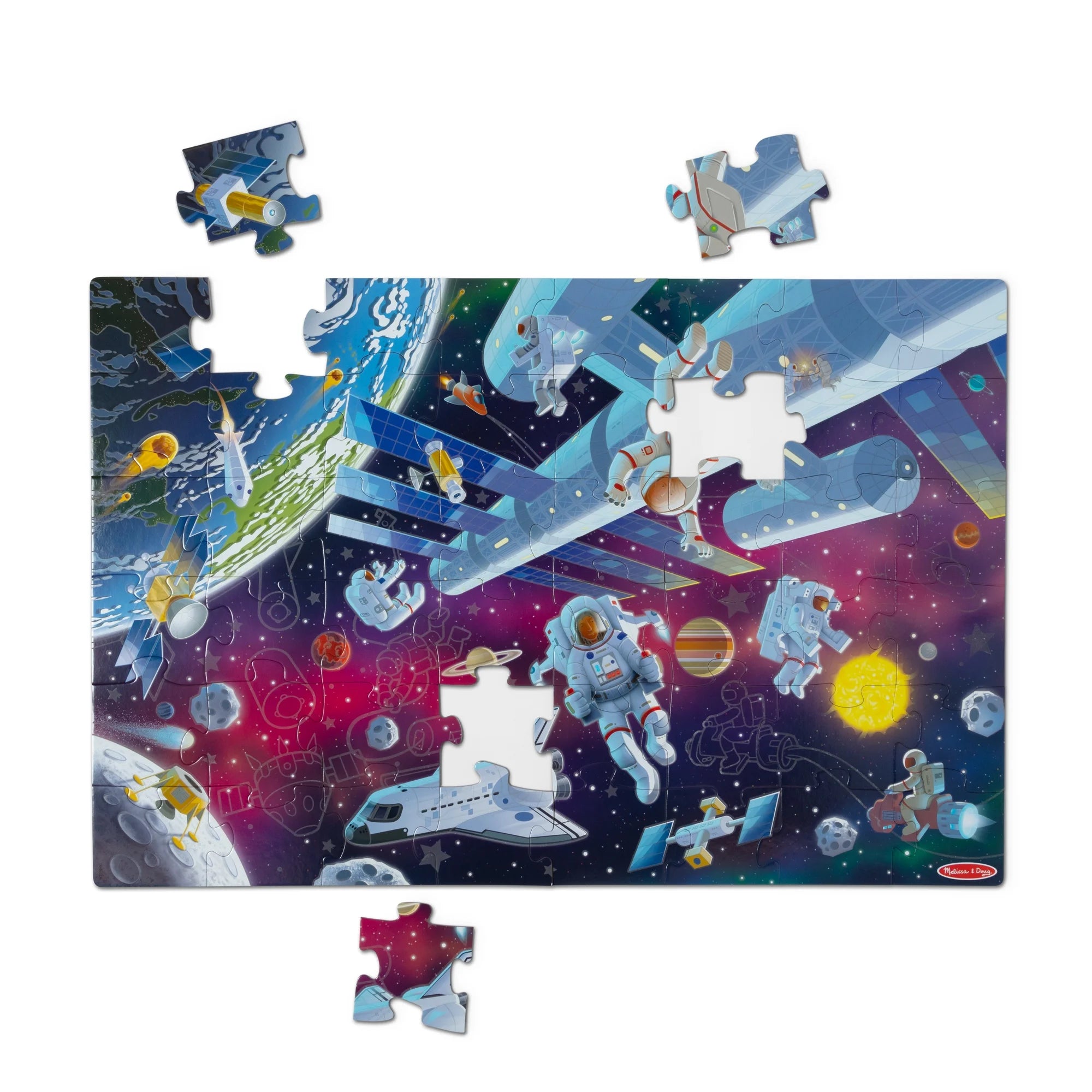 Melissa & Doug Outer Space Glow-in-the-Dark Cardboard Jigsaw Floor Puzzle – 48 Pieces, for Boys and Girls 3+ - FSC Certified | WTWL739XA
