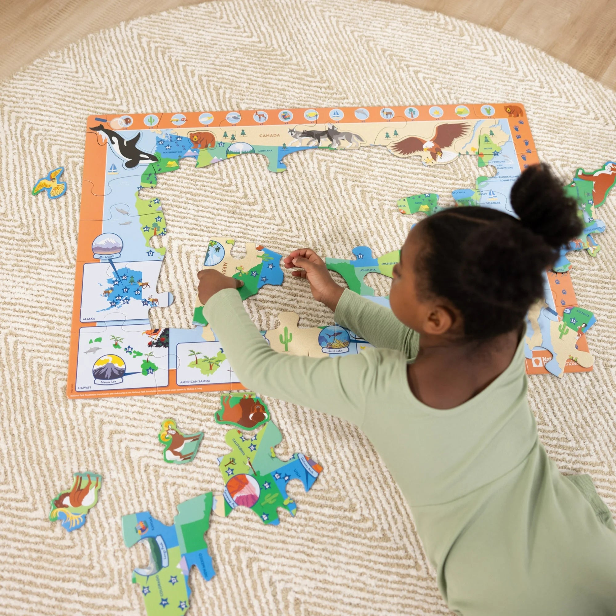 Melissa & Doug National Parks U.S.A. Map Floor Puzzle – 45 Jumbo and Animal Shaped Pieces, Search-and-Find Activities, Park and Animal ID Guide - FSC Certified  | WTWL759XA