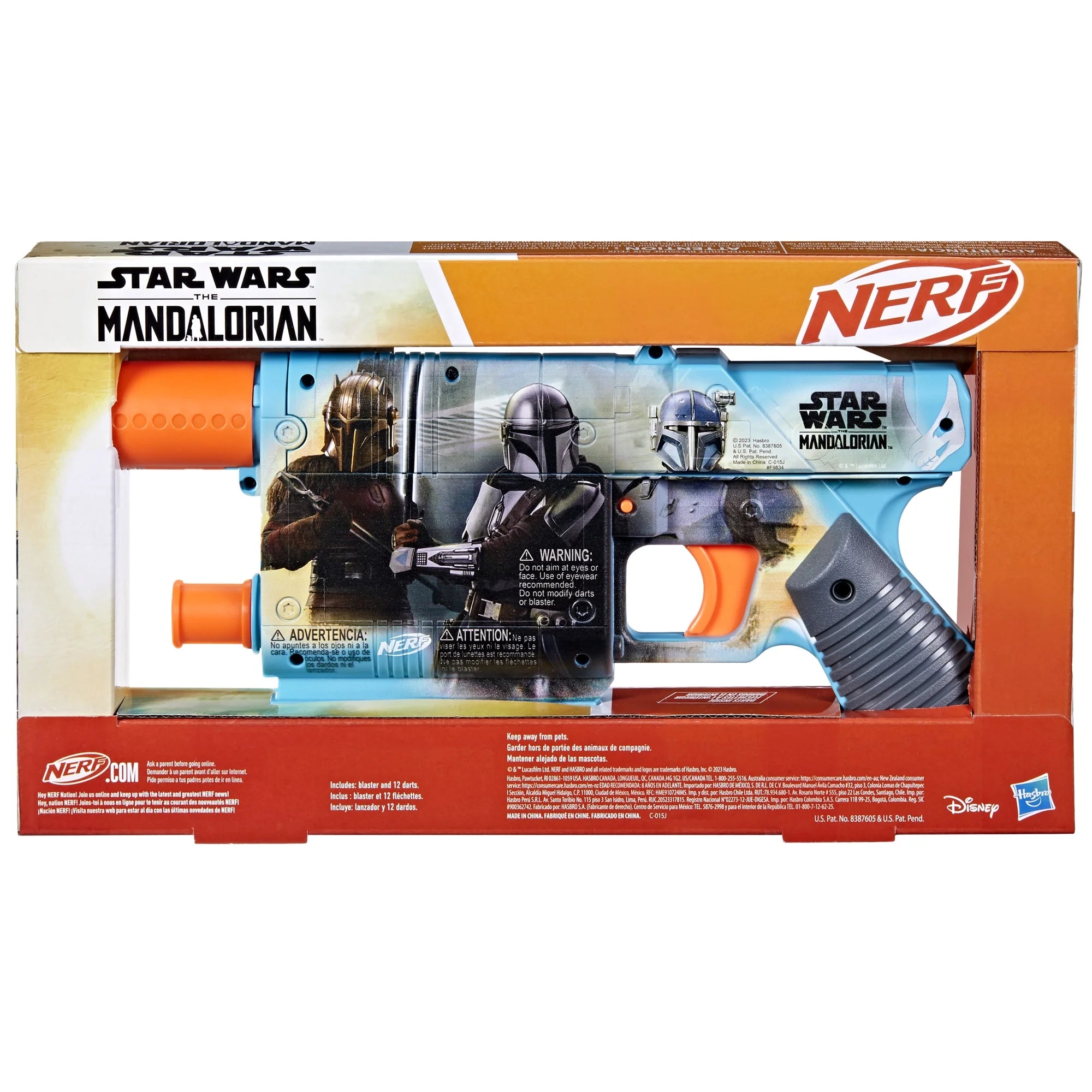 Nerf Star Wars The Mandalorian Dart Blaster, 12 Nerf Elite Darts, Ages 8+  |  WTWL786XA