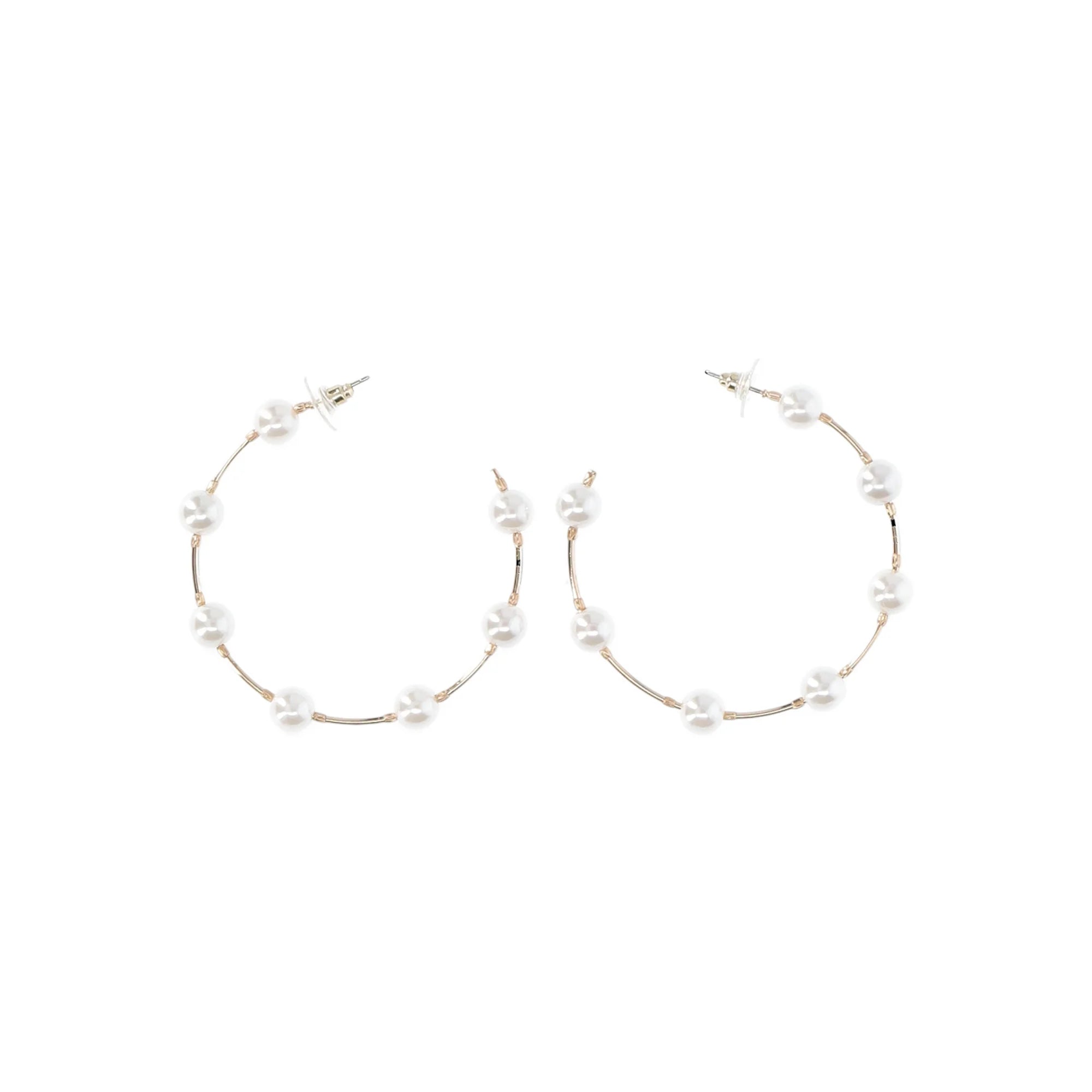 No Boundaries Gold-Tone and Faux Pearl Open Hoop Earrings, Women's | WTWL292XA