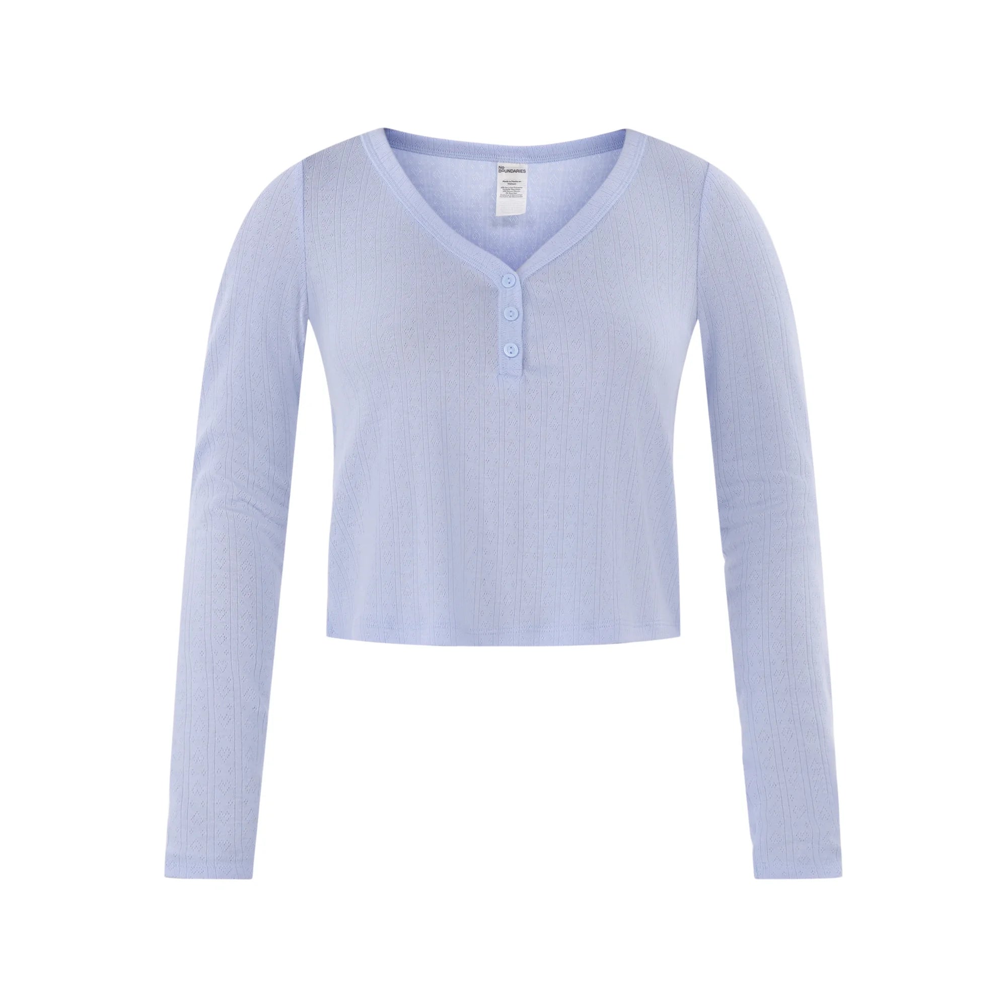 No Boundaries Pointelle Henley Sleep Top, Women’s | WTWL717XA