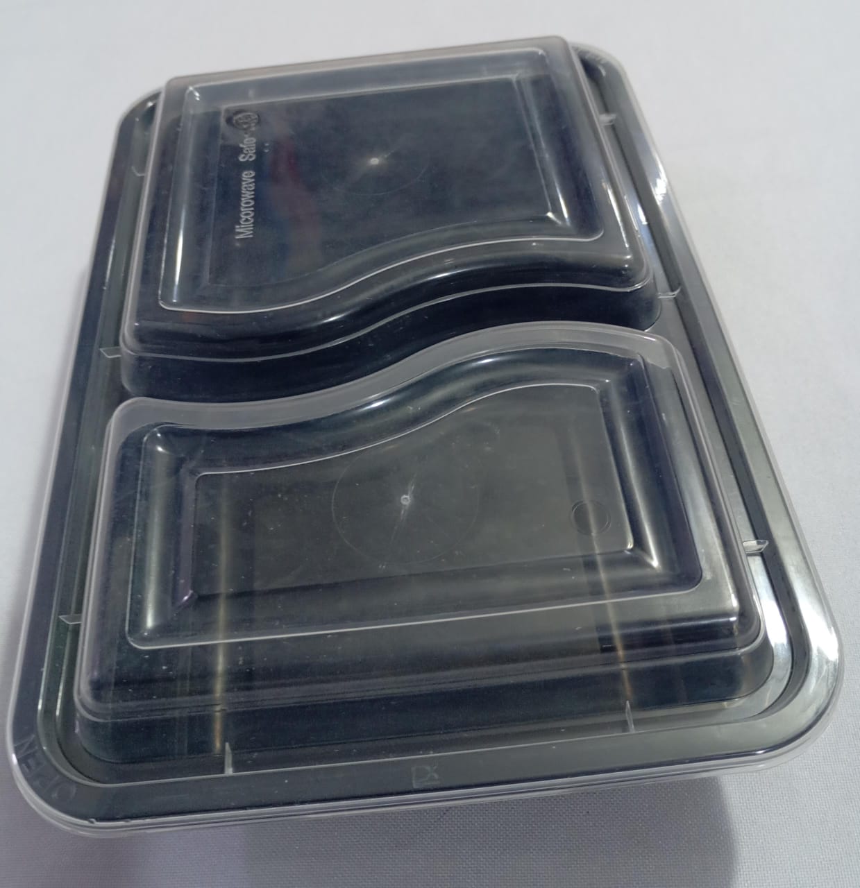 Two-Compartment Container Plain Transparent Cover with Black Bottom (TK) l SVN16a