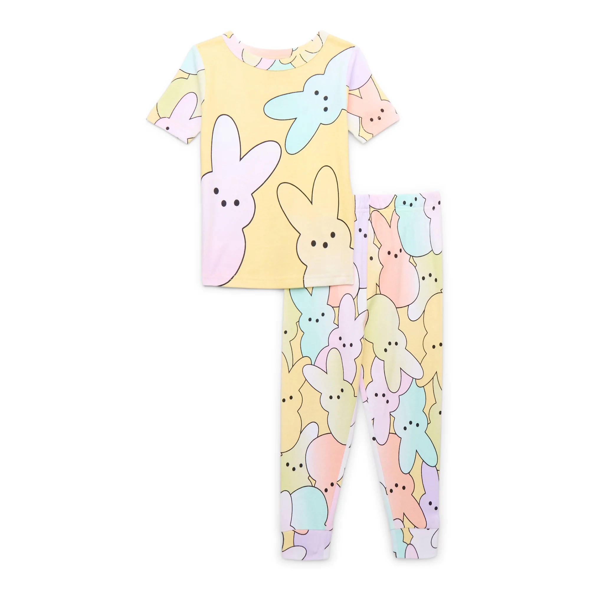 Peeps Girls Cotton Short Sleeve Top with Pants, 2-Piece Pajama Set, Sizes 4-10  | WTWL948XA
