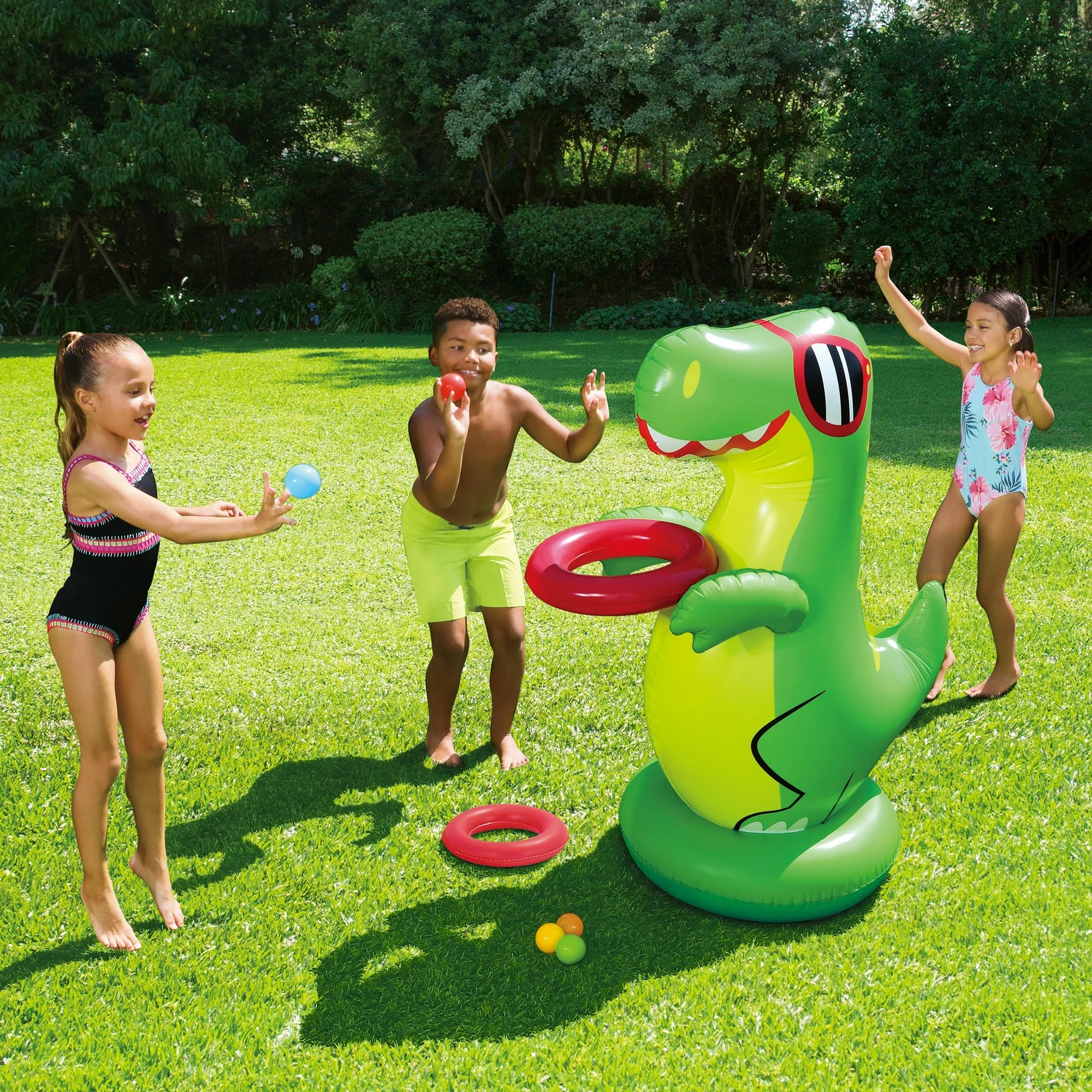 Play Day Inflatable Dinosaur Ball Toss Pool Game, Green, for Kids, Age 3 and up, Unisex  |  WTWL758XA