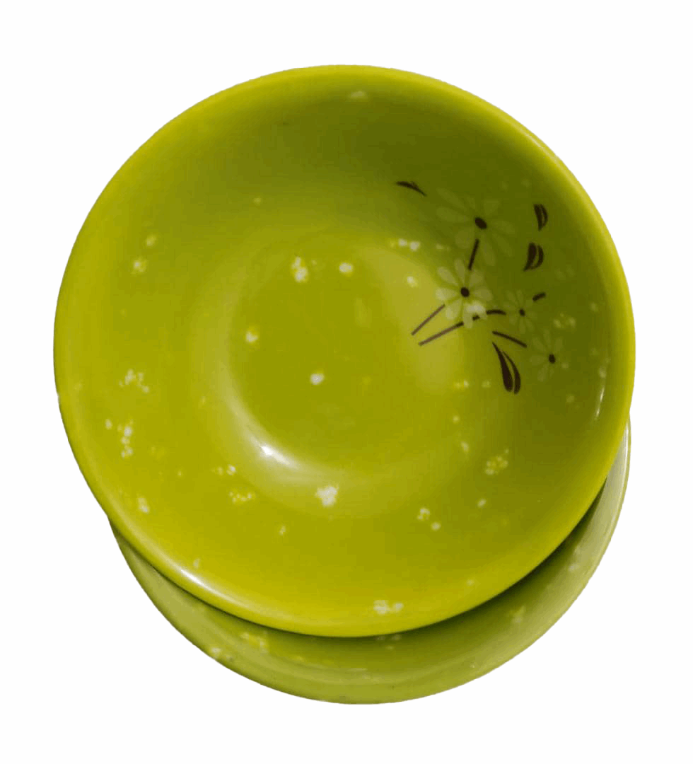 6in1 Fancy Green Round Corner Ceramic Bowl Plate