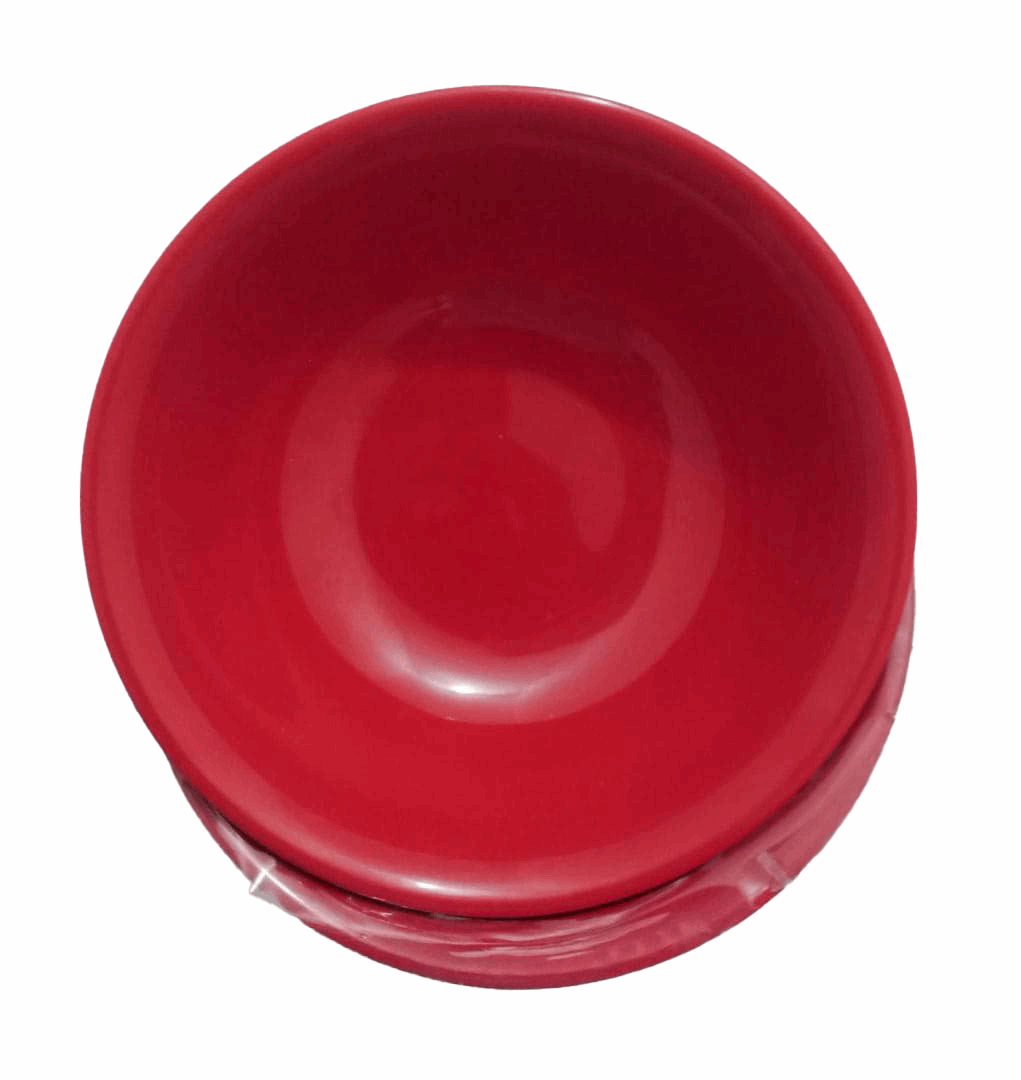 6in1 Red Round Corner Ceramic Bowl Plate