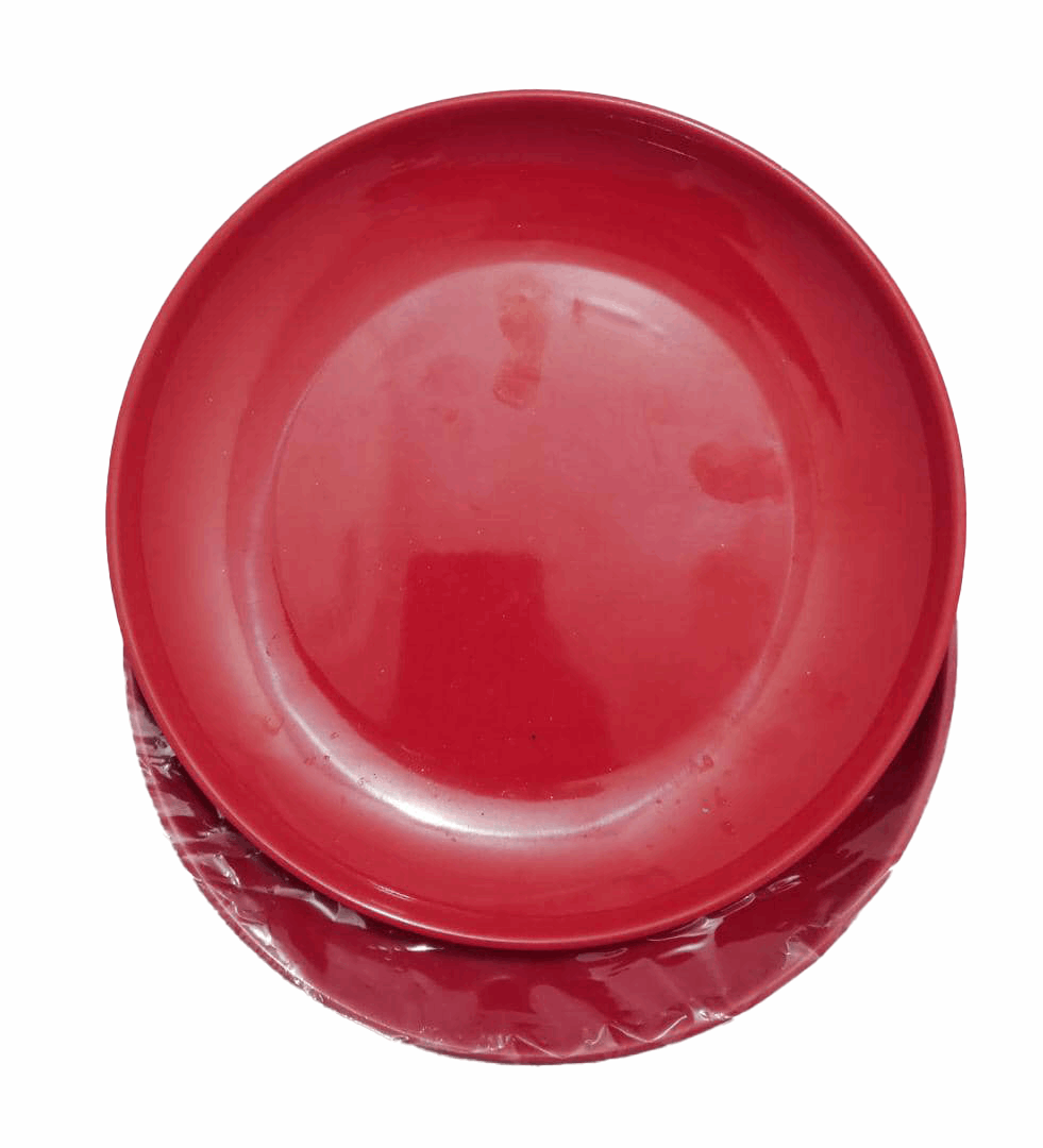 6in1 Red Ceramic Round Plate (6 Piece Set)