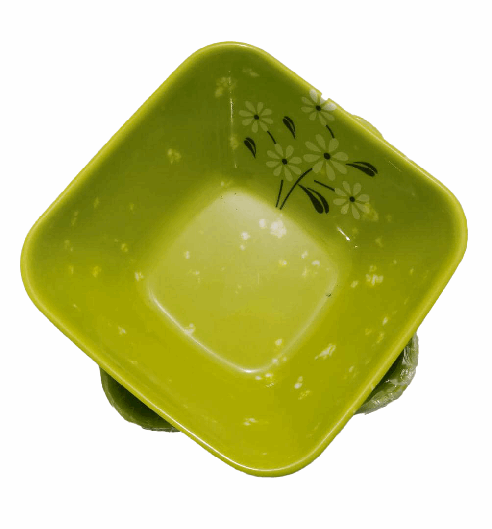 6in1 Fancy Green Four Corner Ceramic Bowl Plate