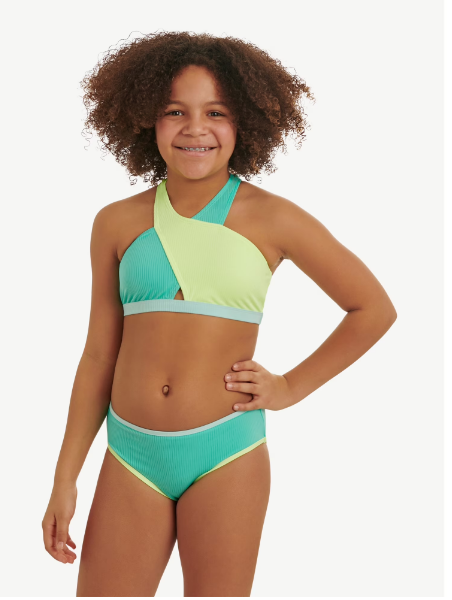 Justice Girls Two-Piece Color Blocked Halter Bikini, Sizes 5-18| WTWL586XA
