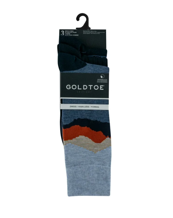 GoldToe Edition Mens Blueridge Crew Socks Assorted, 3 Pack | WTWL586XA